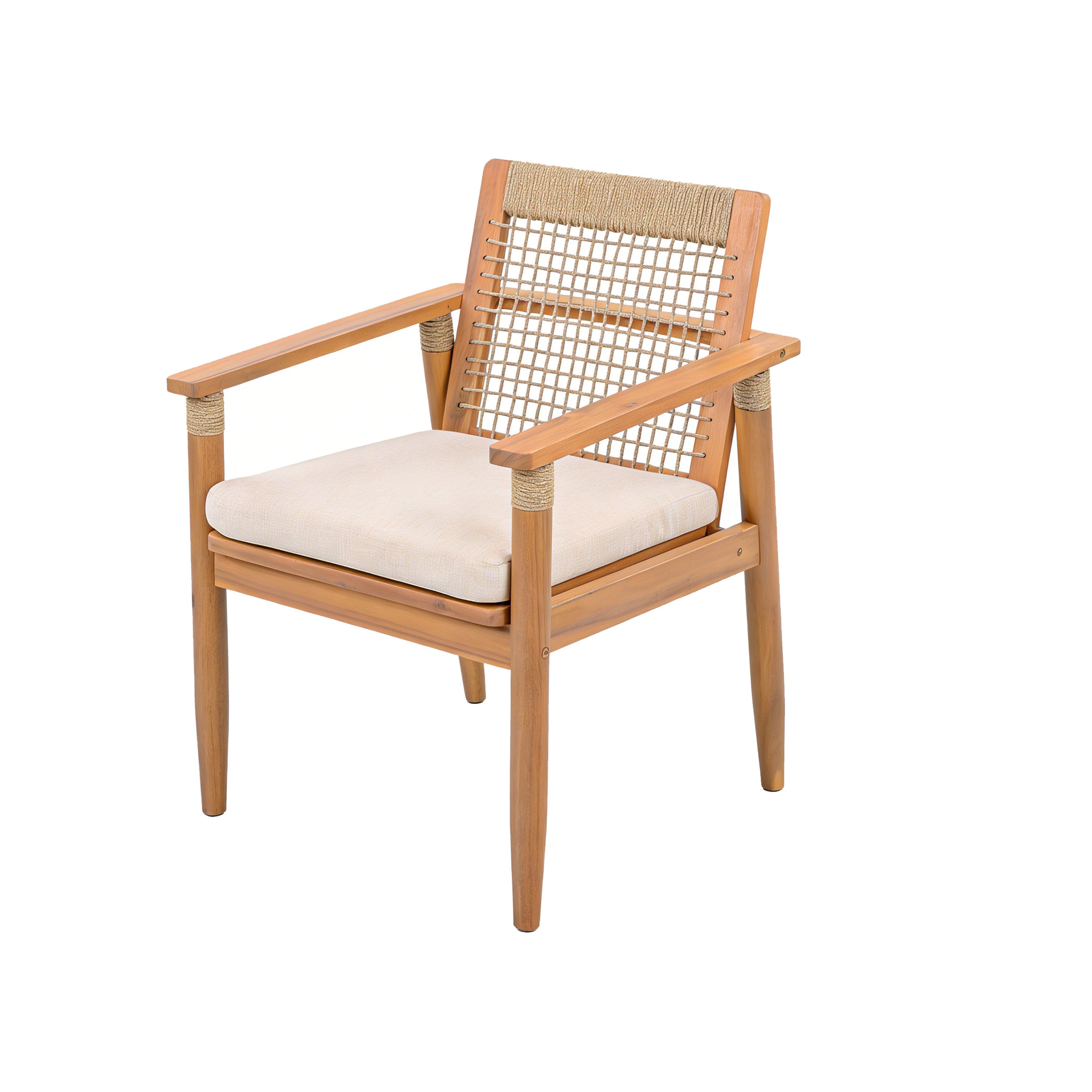 7 Pieces Acacia Wood Outdoor Dining Set with Cushions