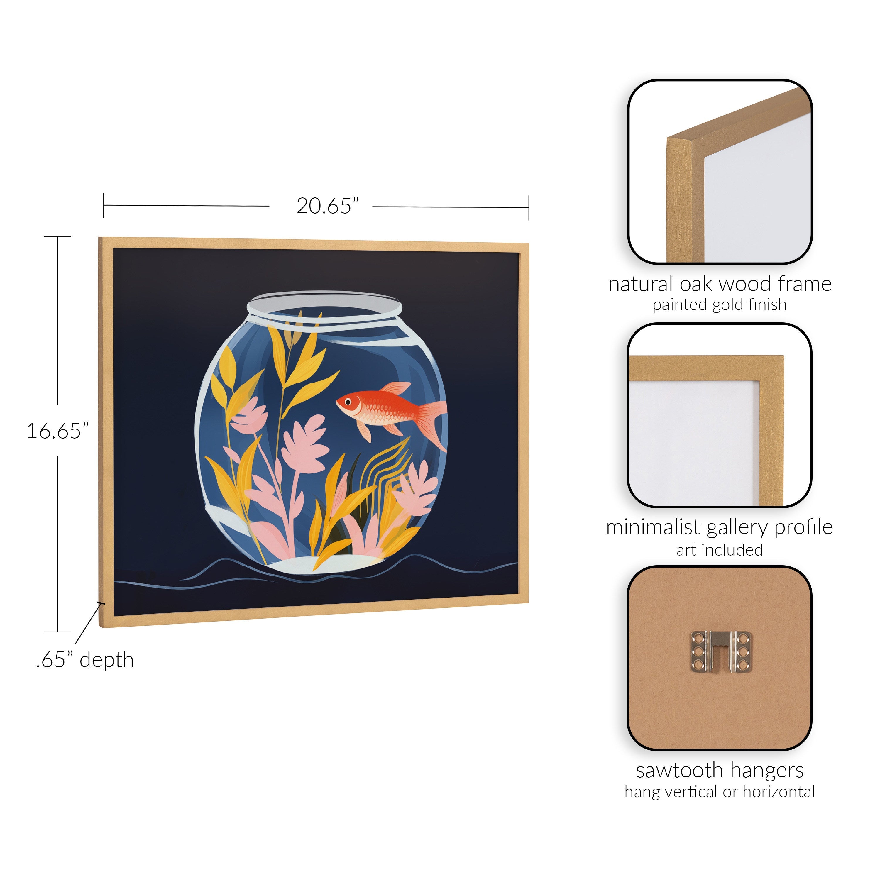 Gallery Pet Goldfish Cute Botanicals Fish Tank Print by The Creative Bunch Studio