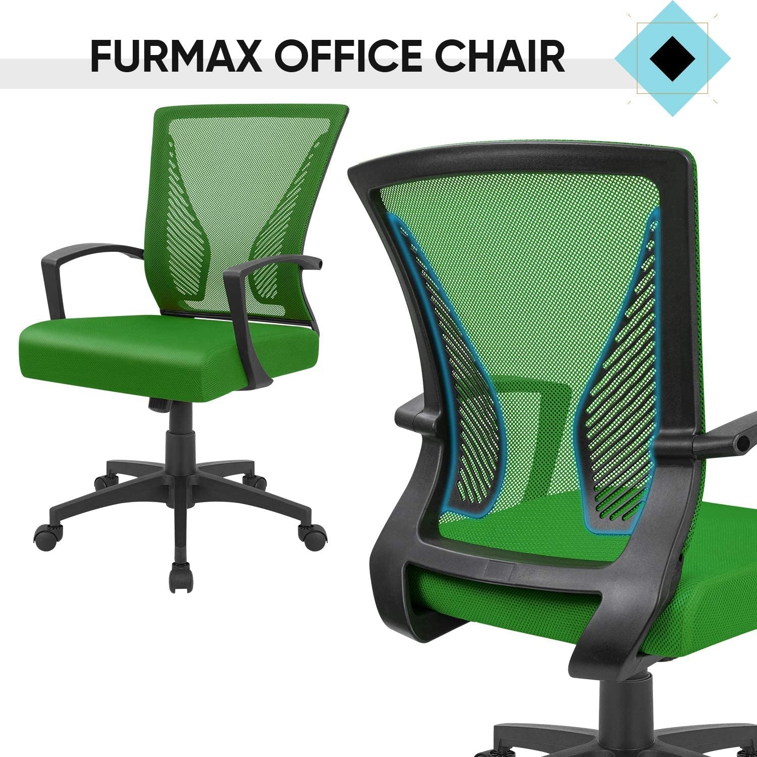 Ergonomic Green Mesh Office Chair With Lumbar Support