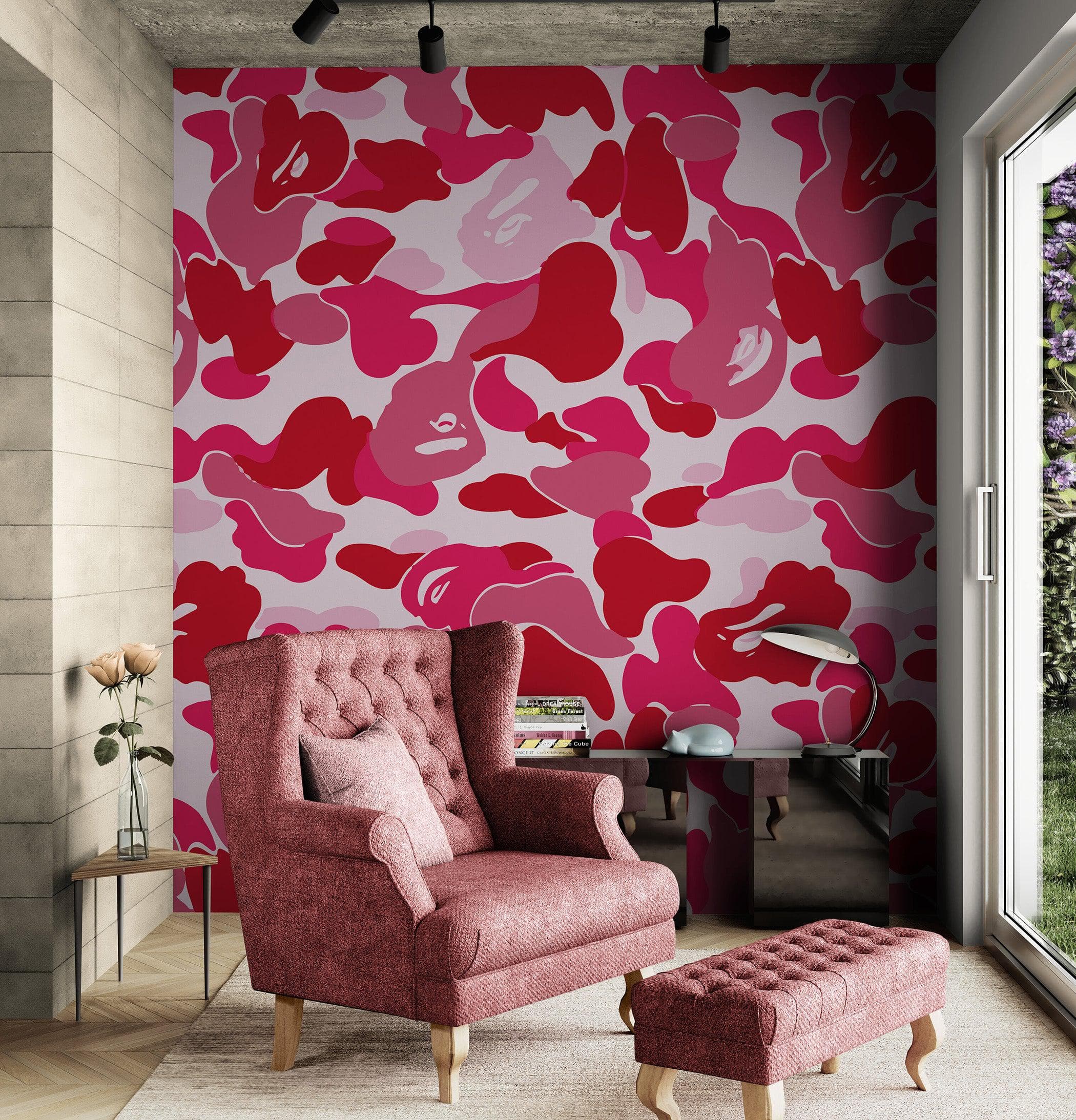 Bape Camo Wallpaper Mural. Pink Camo Streetwear Hype Beast Aesthetics. #6835