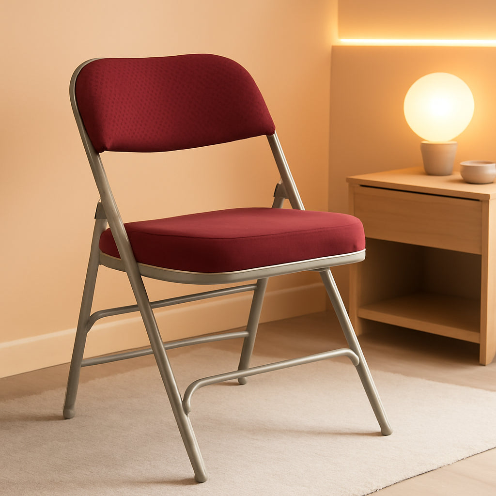 Hercules Folding Chairs Cushioned Burgundy Set of 2