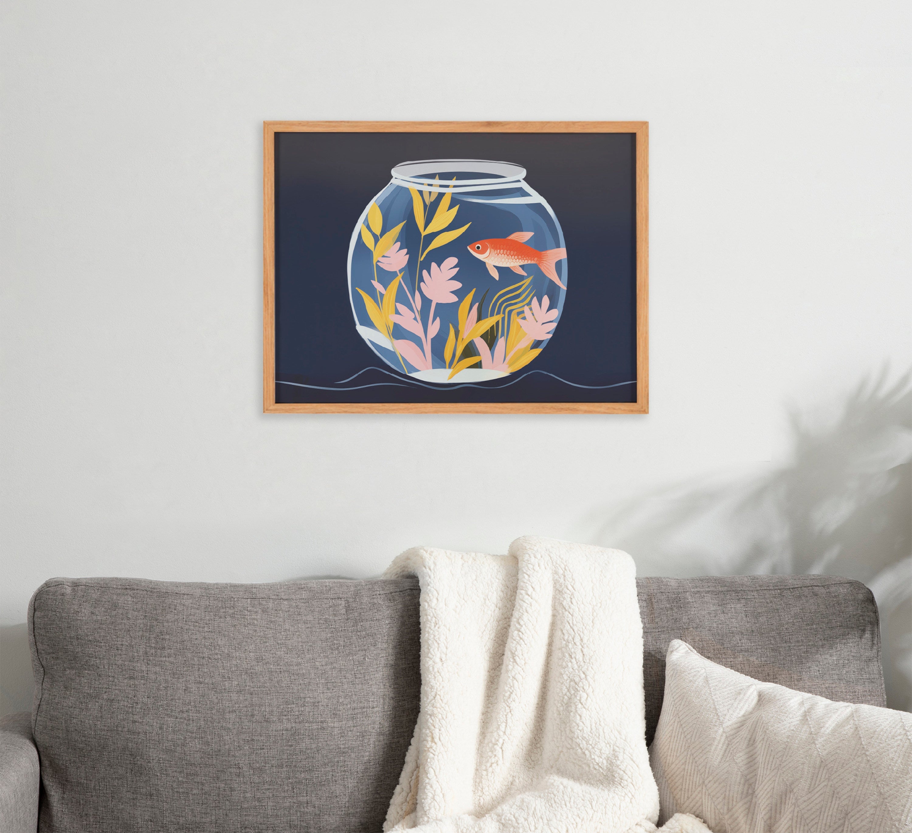 Gallery Pet Goldfish Cute Botanicals Fish Tank Print by The Creative Bunch Studio
