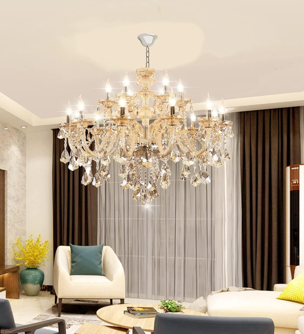 Cognac Crystal Chandelier 18 Lights Large Diameter-1
