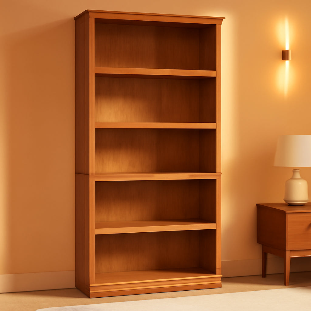Five Shelf Bookcase In Oiled Oak Finish 35.28 Length 13.23 Width 69.76 Inches