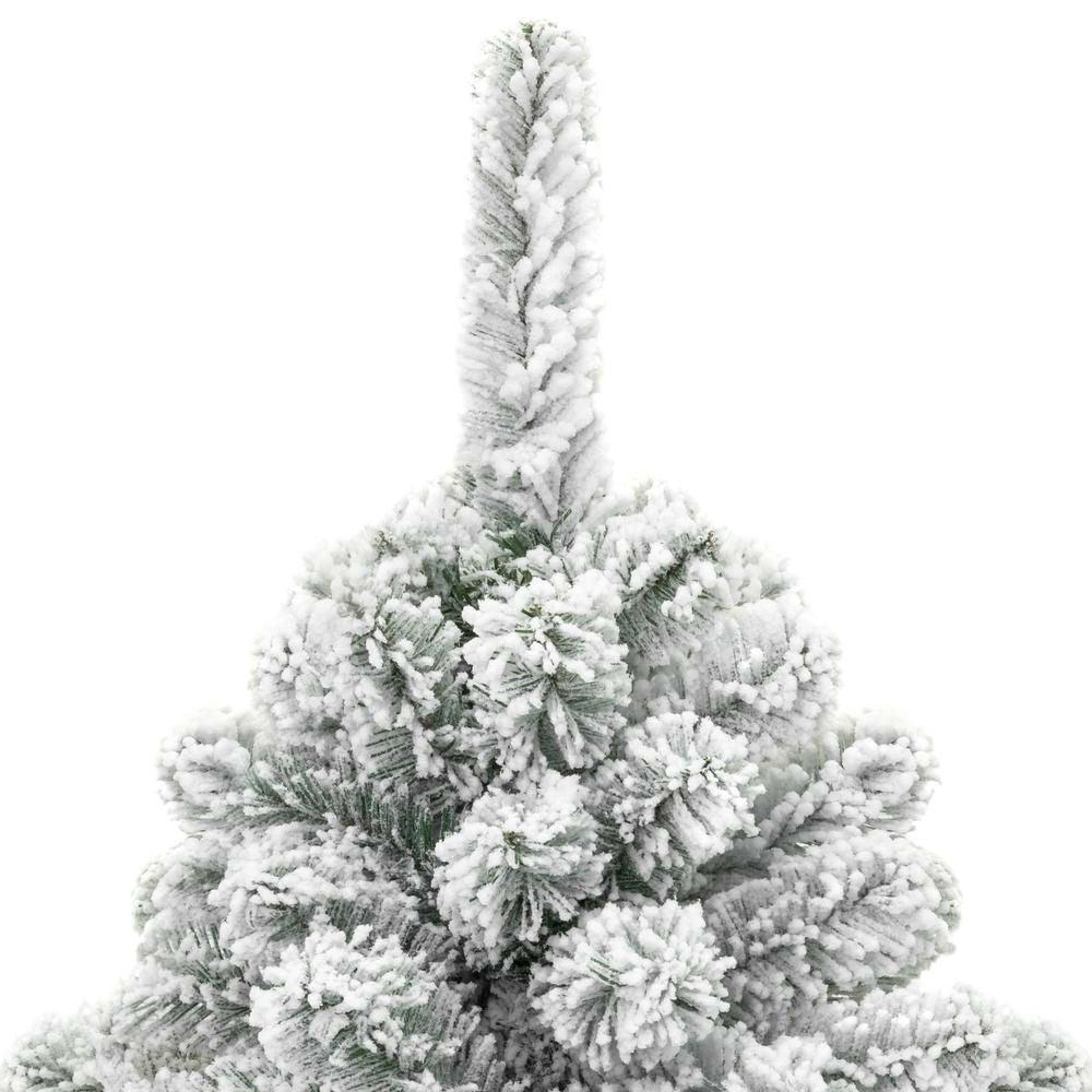 6 Foot Easy Set Up Snow Flocked Faux Pine Christmas Tree with Metal Stand - PRHOMZ