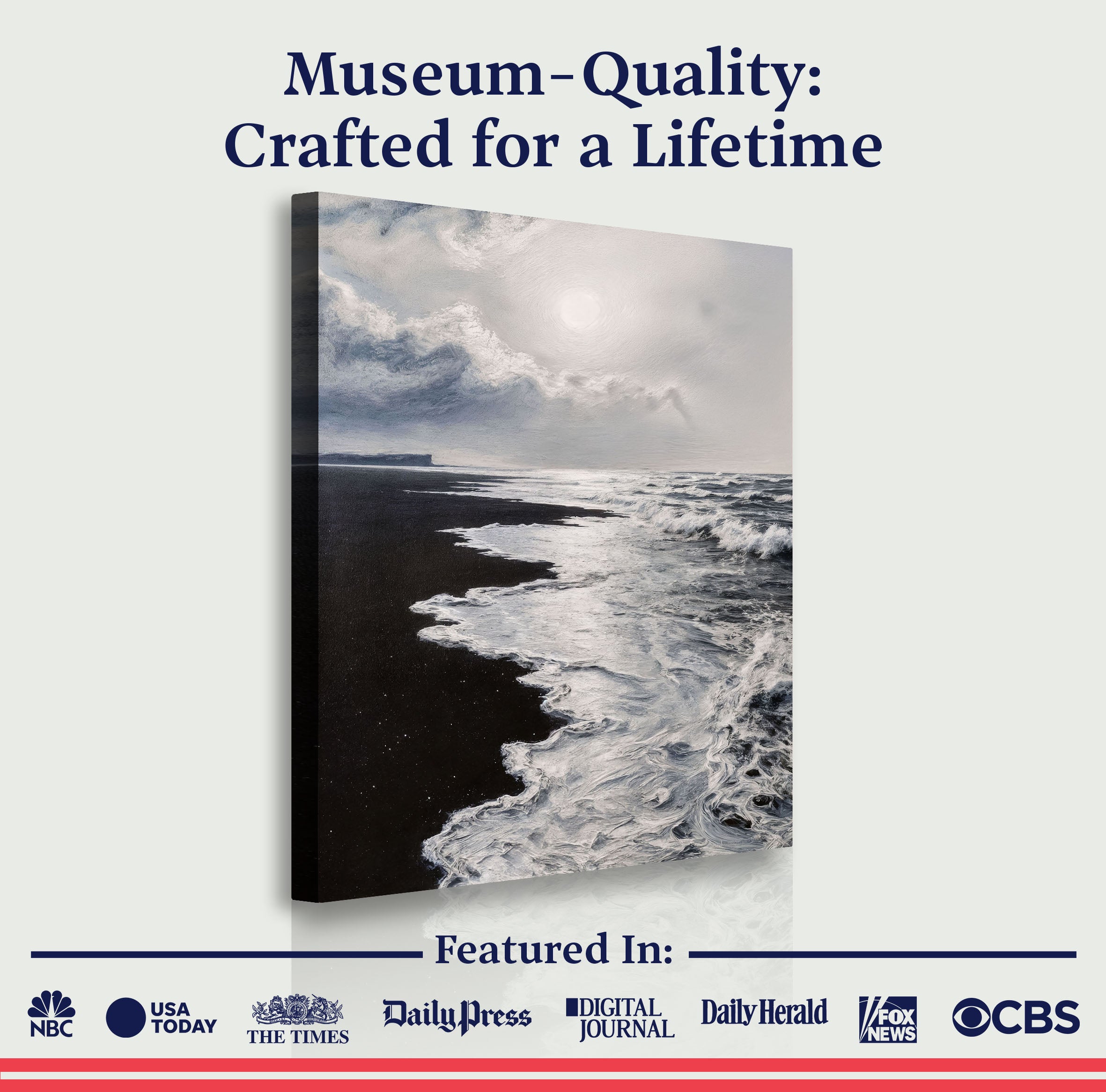 Black & White Waves Abstract Wall Art