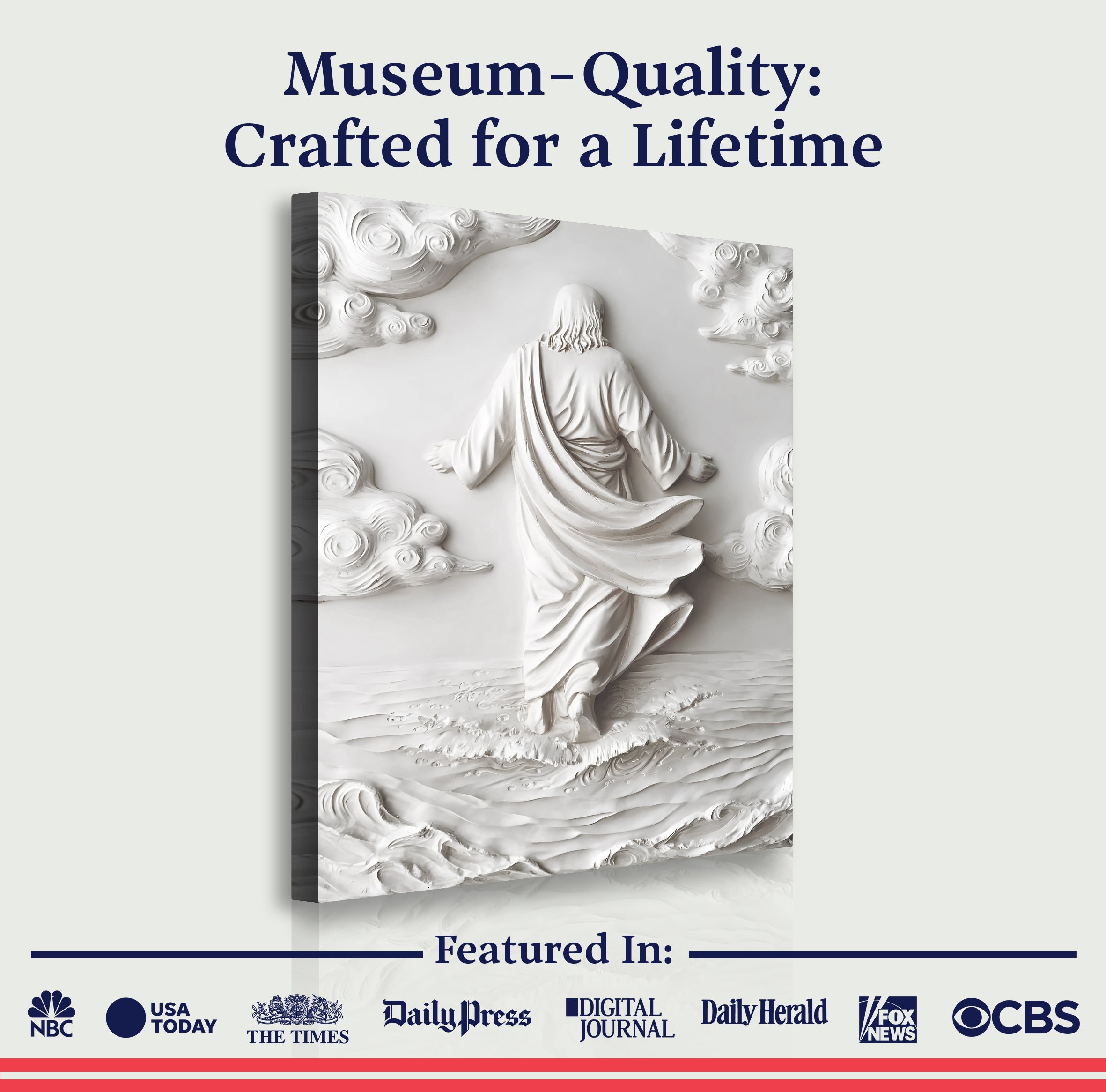 3D Minimalist Jesus Walking on Water Wall Art