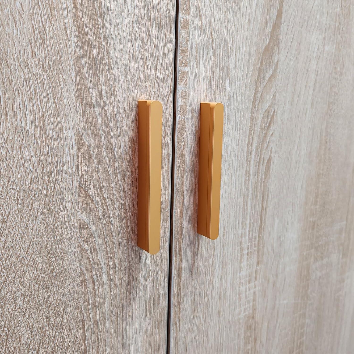 Oak Wooden Armoire Wardrobe – 4-Door Storage Cabinet with Mirror, Hanging Rods, Drawers & Shelves - PRHOMZ