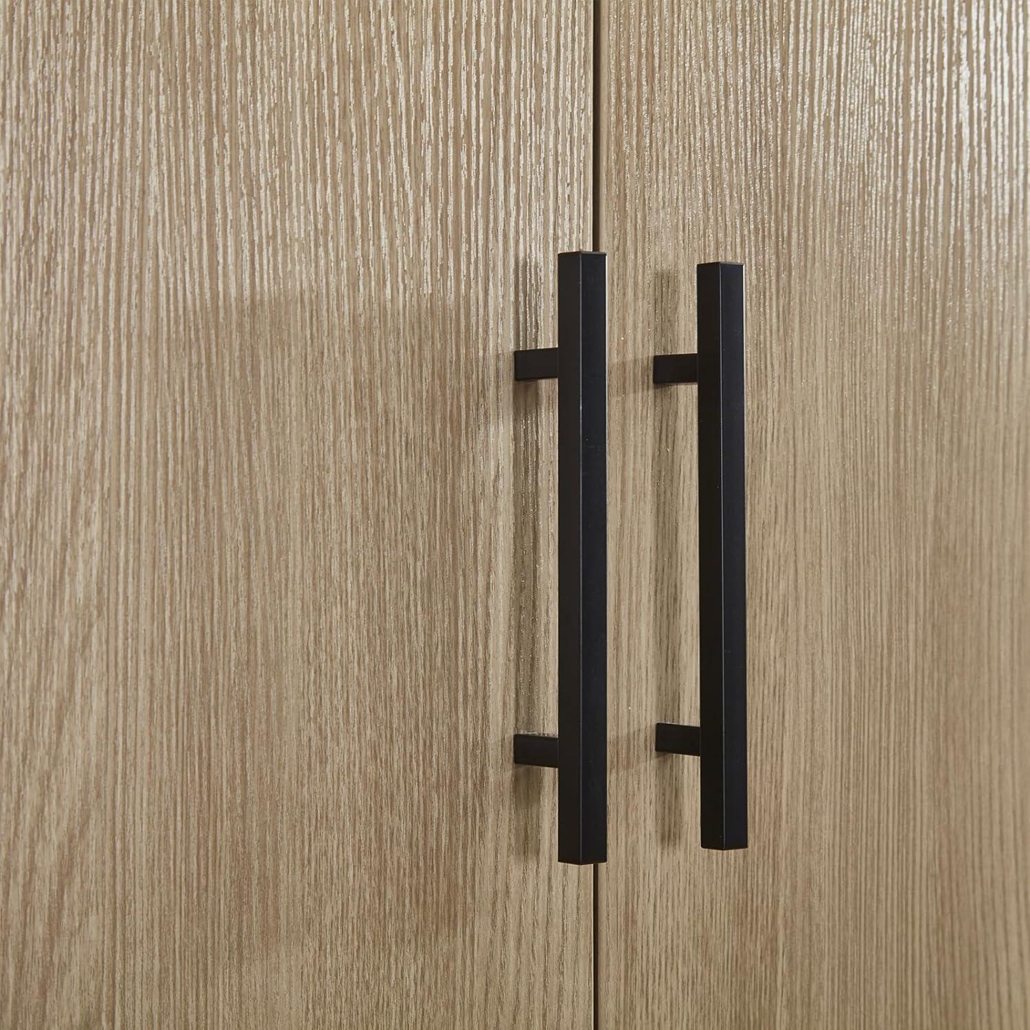 8FT Brown Built-In Closet System with 3 Drawers, 2 Doors, Shelves, Towers & Hanging Rods – Wood Organizer for Bedroom Storage - PRHOMZ