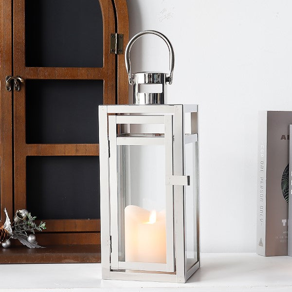 12'' High Metal Decorative Candle Lantern (Silver)-4