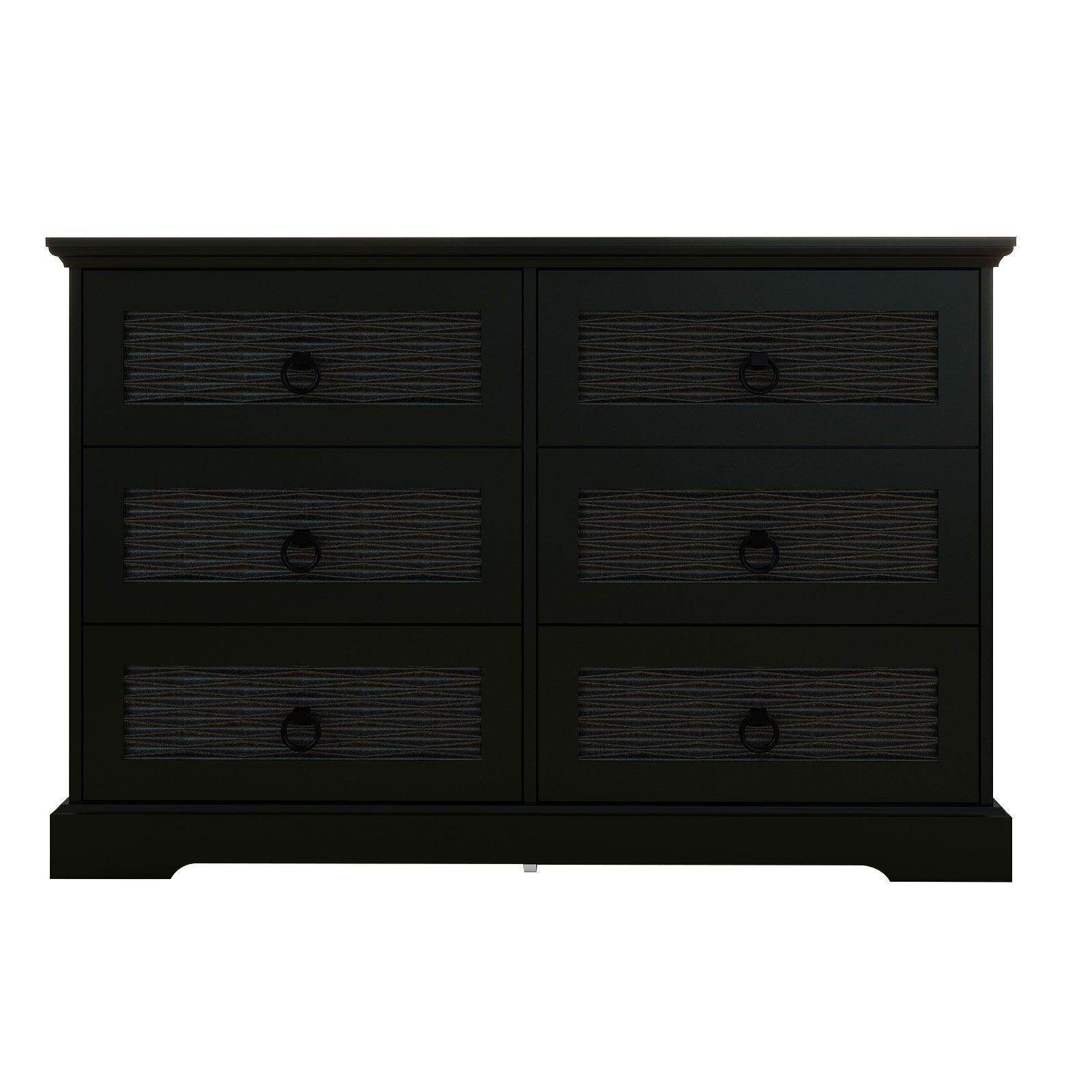 47" Wide Farmhouse Wood Drawer Dresser with 6 Drawers | Tall Chest of Drawers for Bedroom, Living Room & Entryway - PRHOMZ