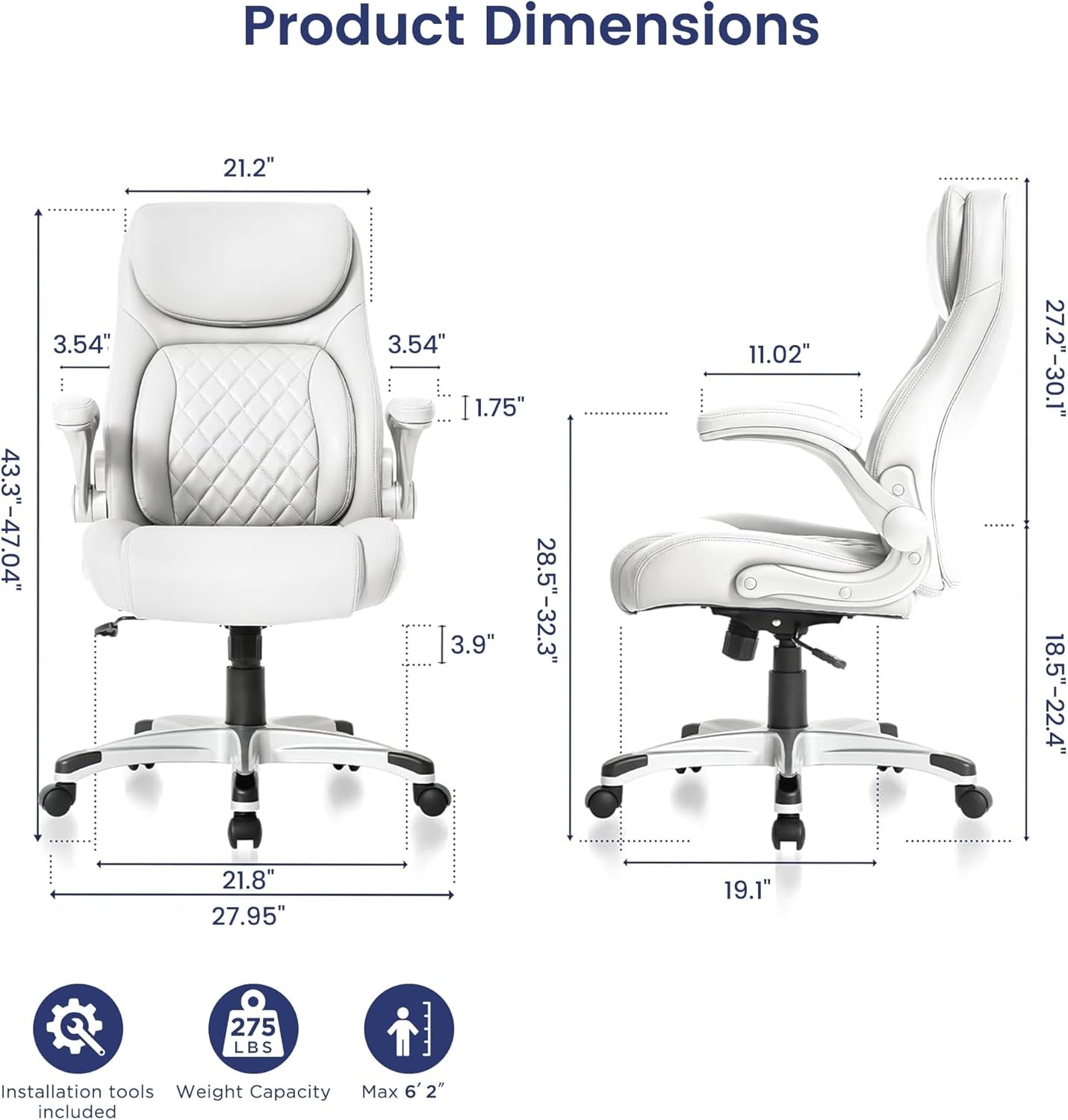 Ergonomic Office Chair With Adjustable Lumbar Support White