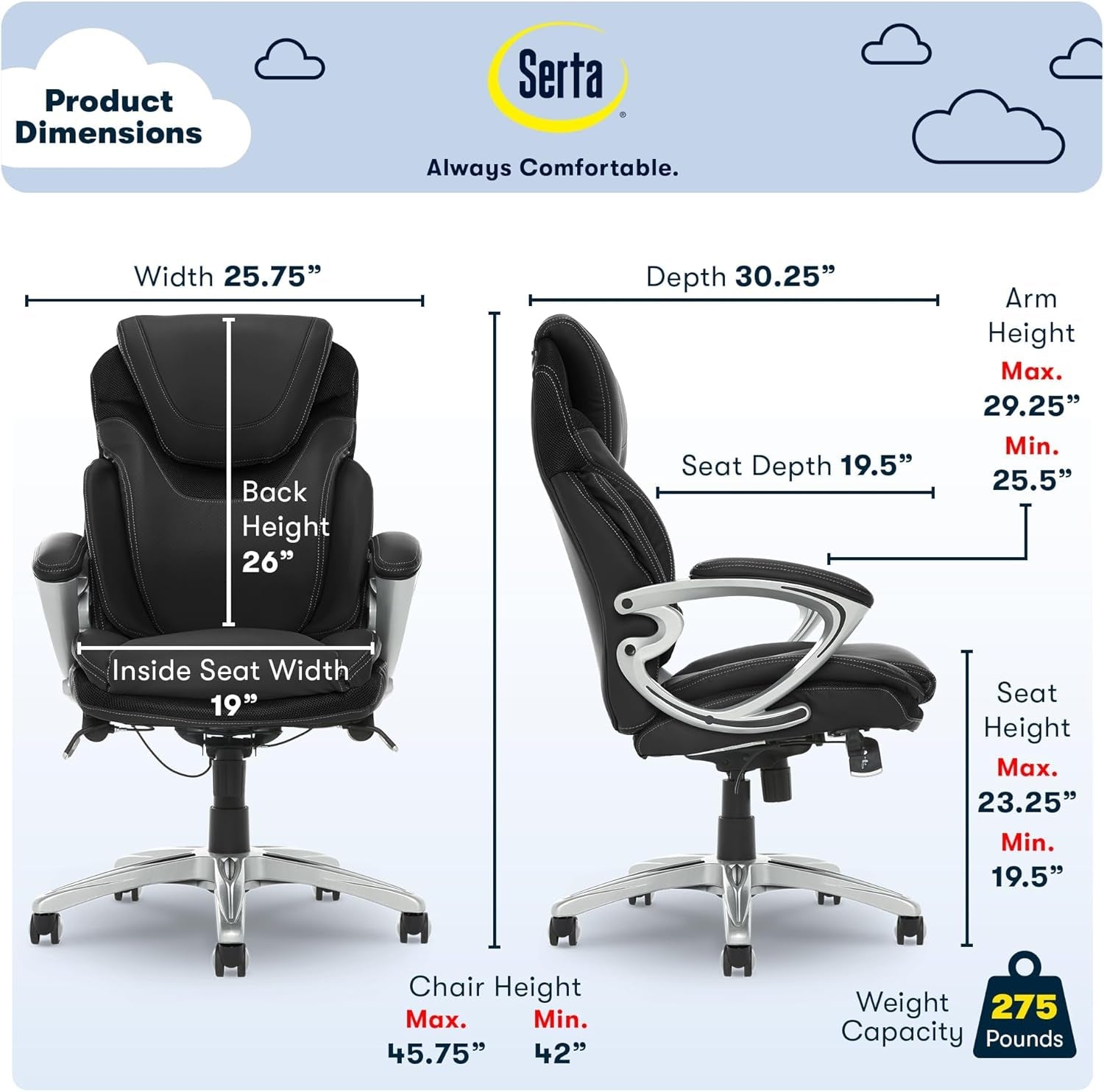 Black Executive Office Chair With Air Lumbar Technology