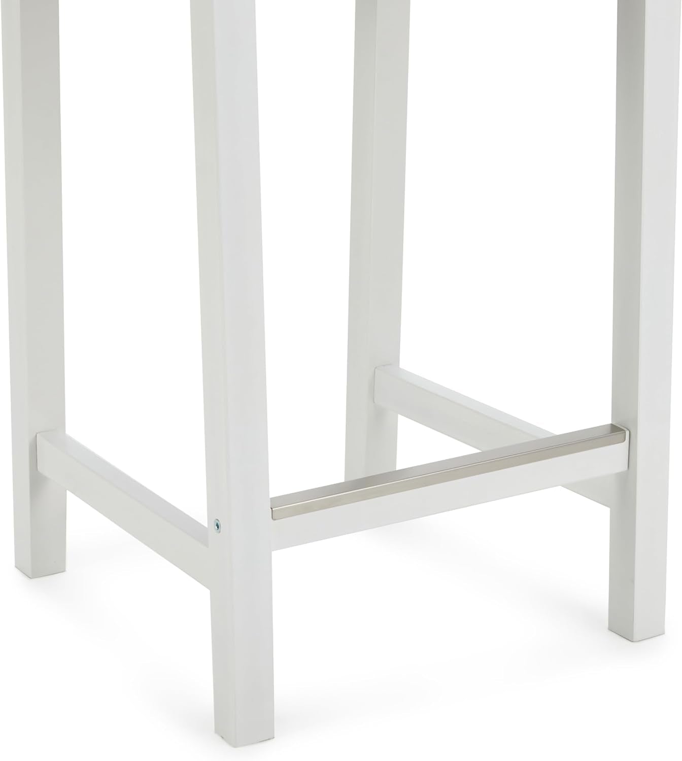 White Wooden Bar Stool With Backrest, Counter Height