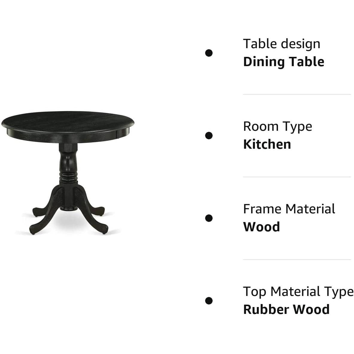 Modern Kitchen Table Black Finish Solid Wood Dining Table