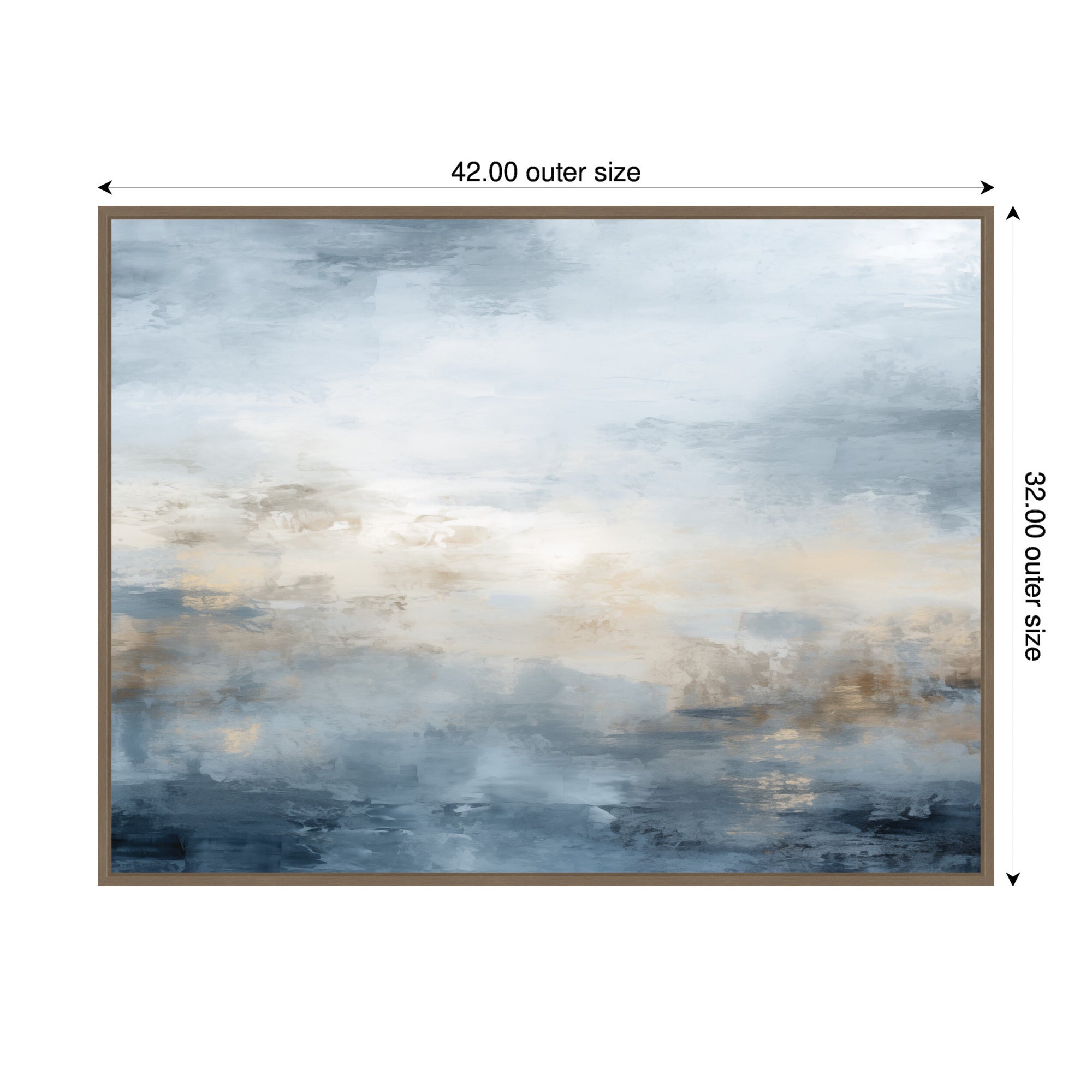 Sylvie Tonal Abstract Oceanic Nautical Serenity Blue Horizontal Framed Canvas by The Creative Bunch Studio