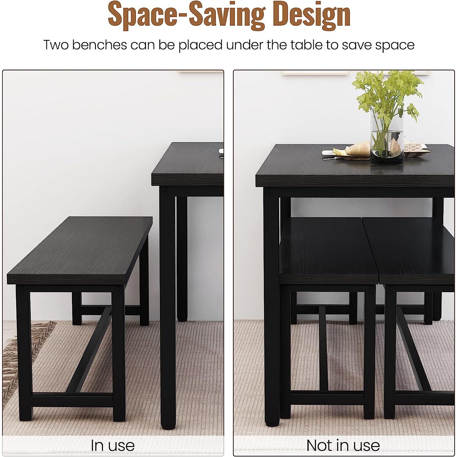 Rectangular Dining Table And Chairs Set Four Modern Wood