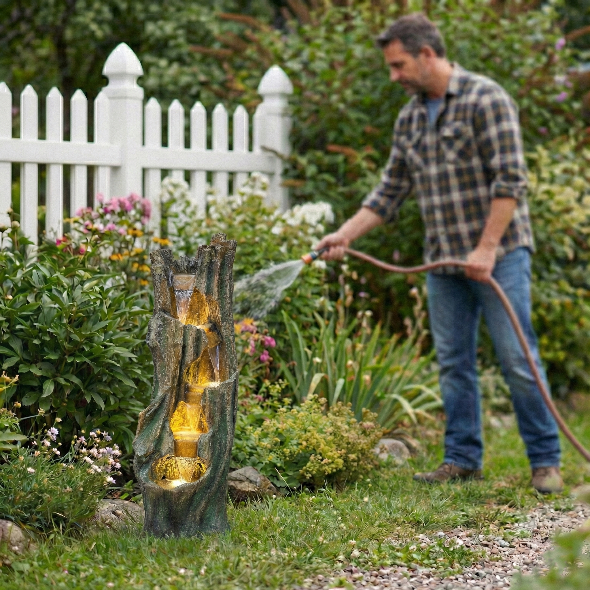 Waterfall Fountain for Outdoor Gardens and Patios