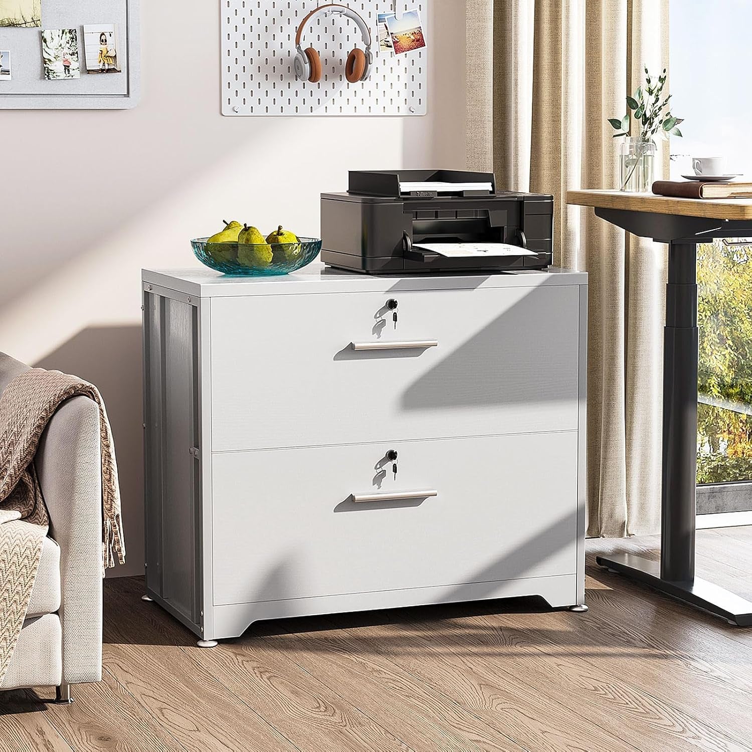 Lockable File Cabinet With Charging Station For Home Office