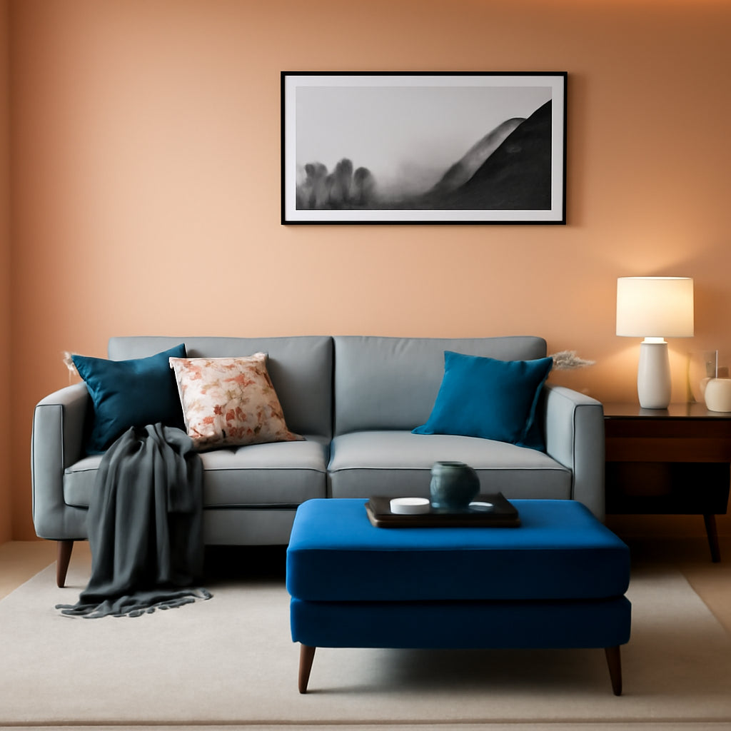 Blue Velvet Lift Top Ottoman Coffee Table 36 Inch Modern