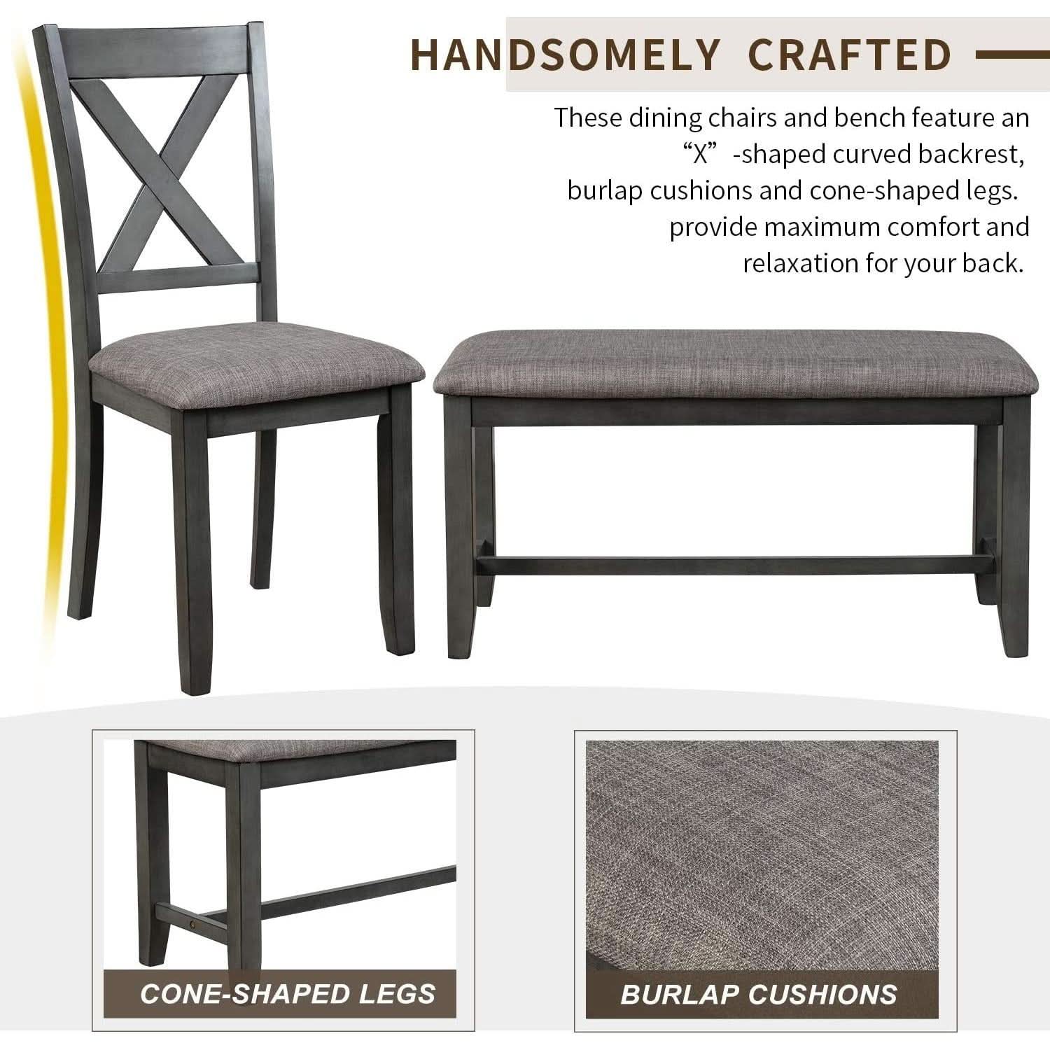 Grey Wooden Rectangular Dining Table Set Of 6 For Home