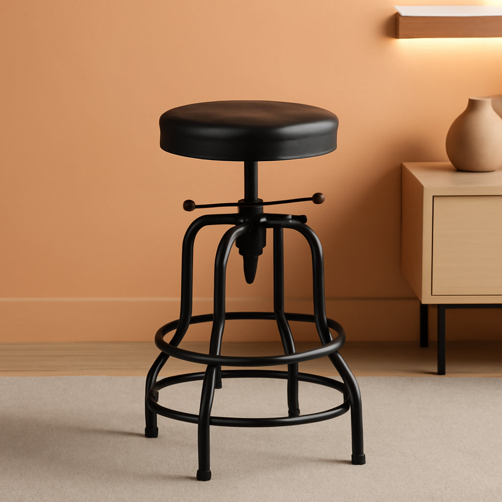 Black Bar Stool 21 To 28 Inch Industrial Kitchen Stool