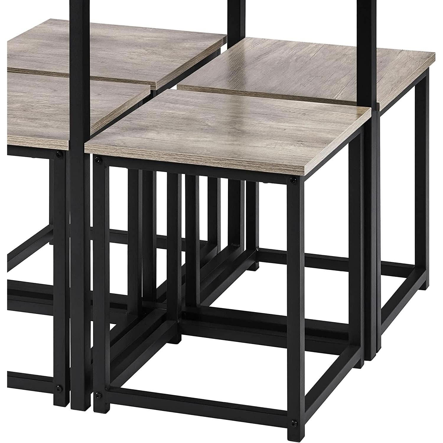 5 Piece Gray Dining Table Set For 4 People Kitchen