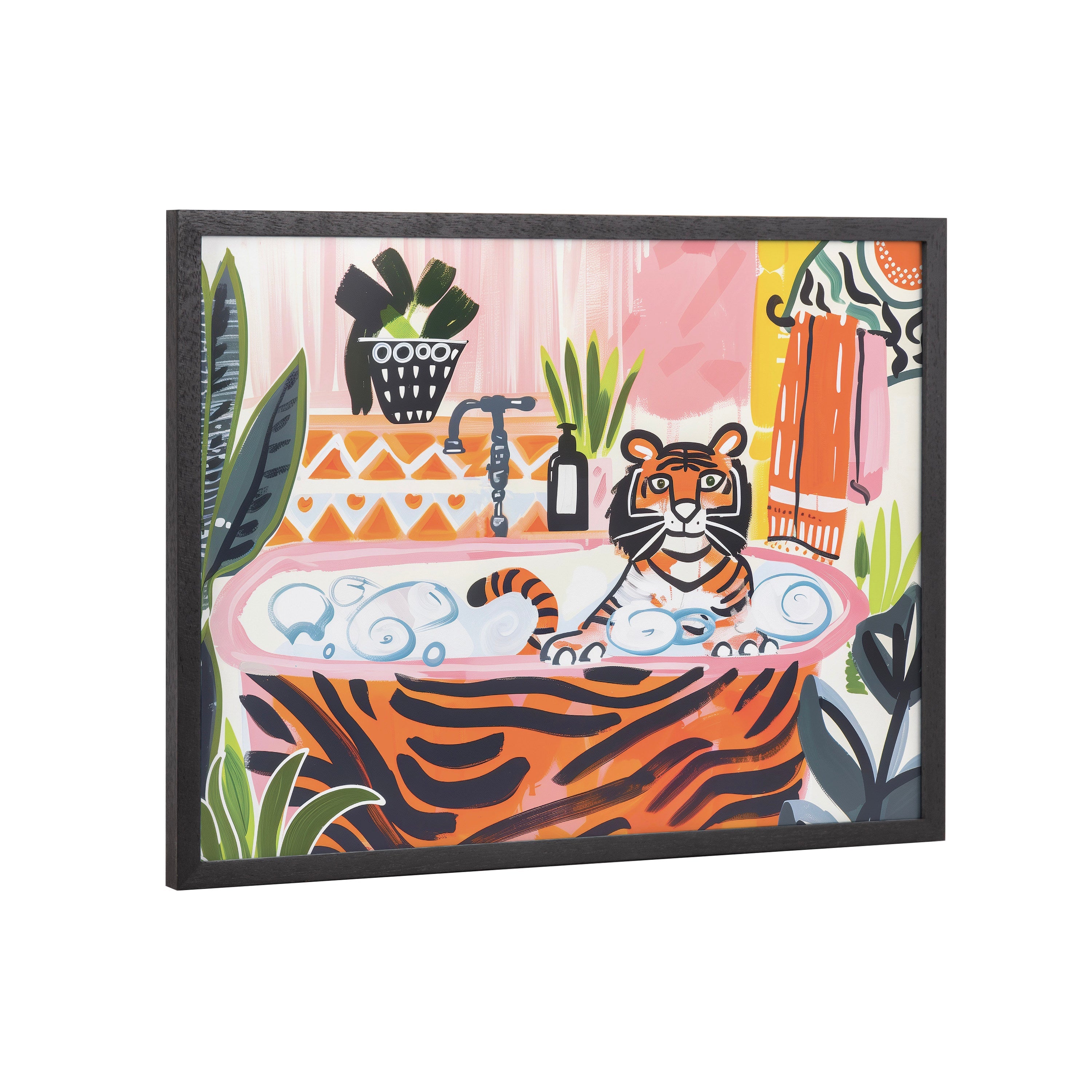 Gallery Bold Maximalist Tiger in Bubble Bath Print by The Creative Bunch Studio