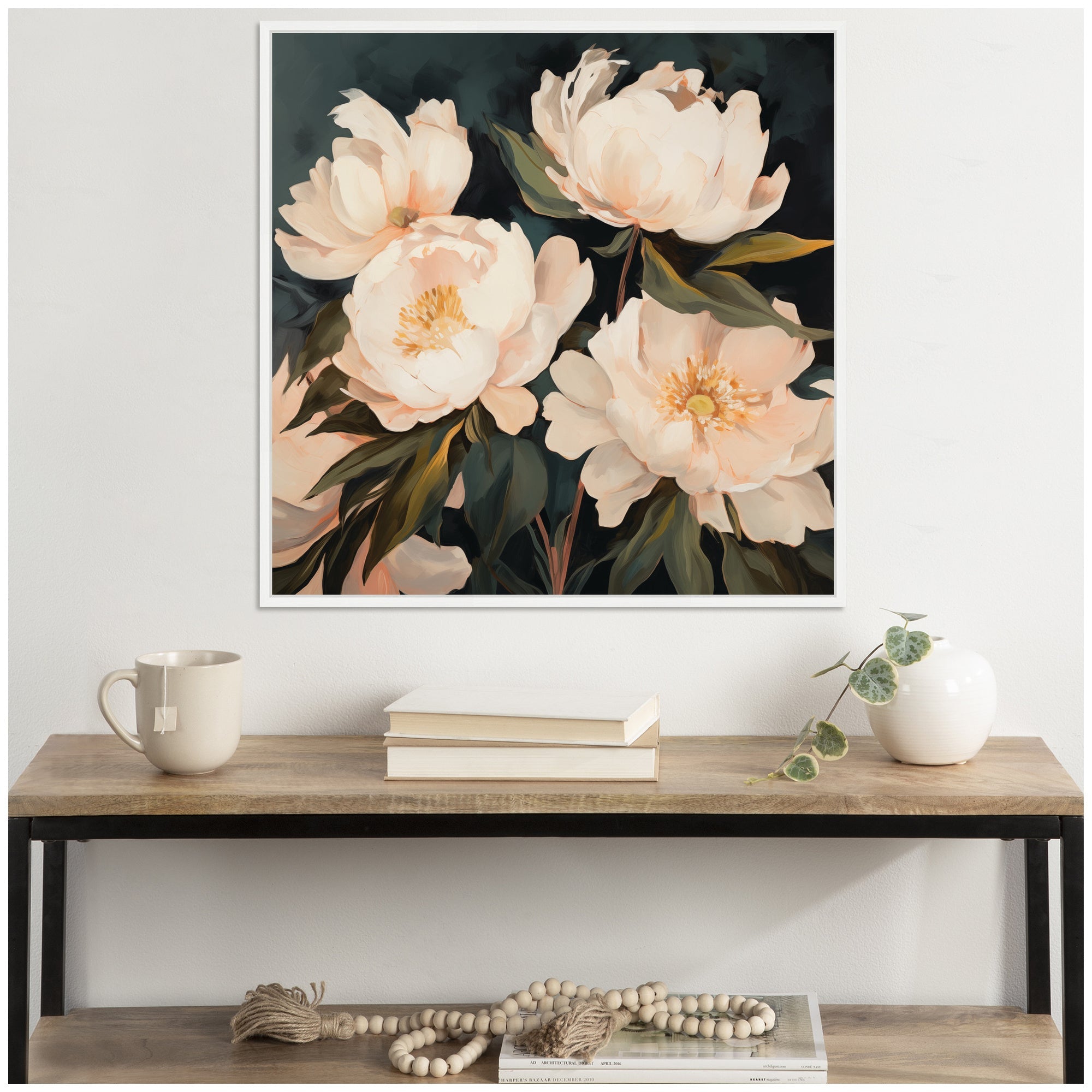 Sylvie Beautiful Painterly Floral Bouquets 2 Framed Canvas by The Creative Bunch Studio