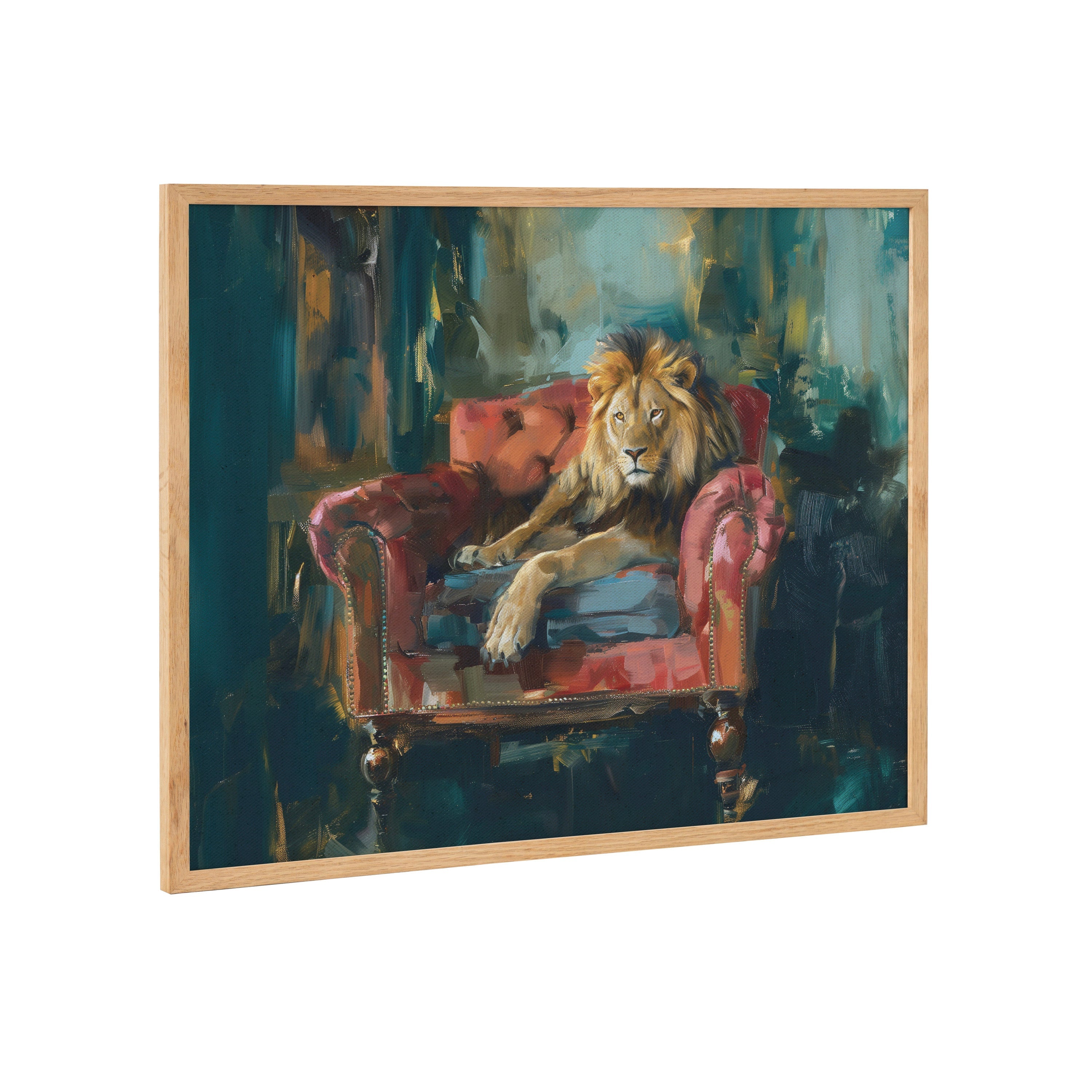 Gallery Lion Portrait in Rich Jewel Tones Print by The Creative Bunch Studio