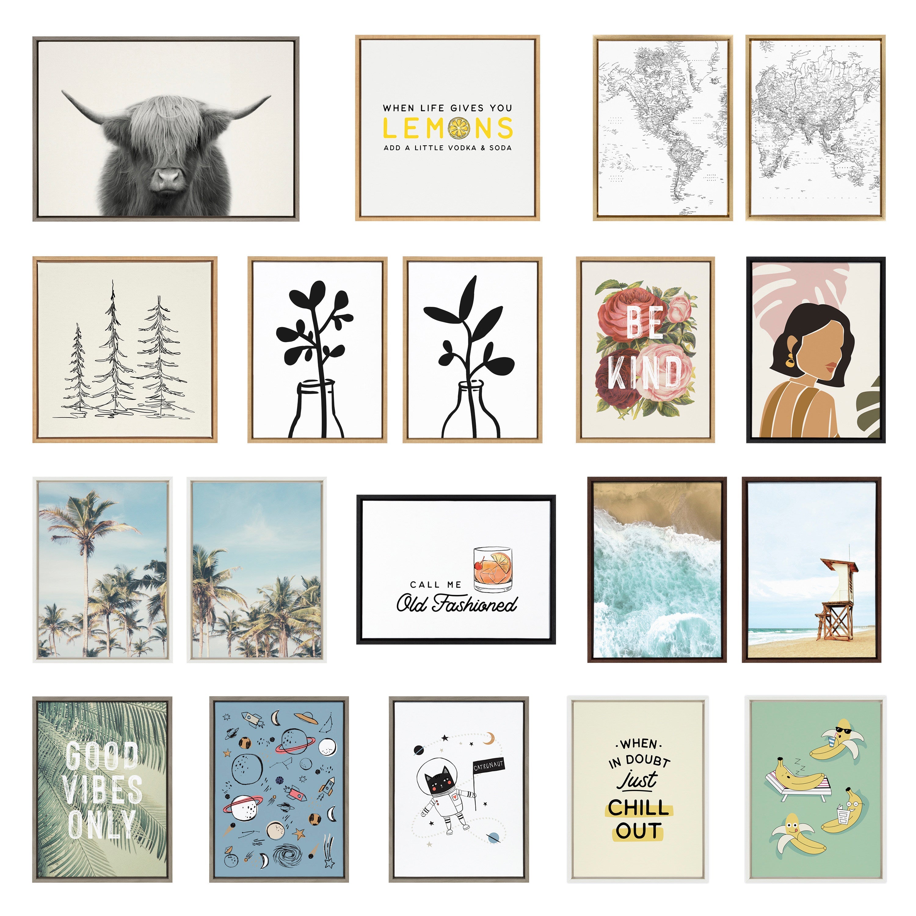 Sylvie Hey Dude Highland Cow Color Framed Canvas by The Creative Bunch Studio