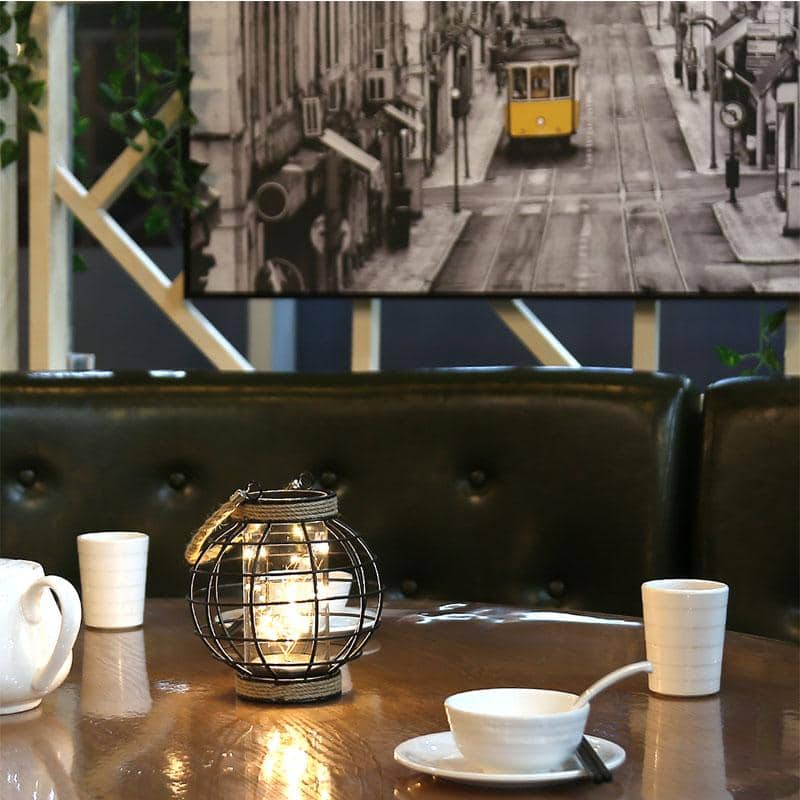 7.3" Tall Battery Powered Table Lamp-Hemp Rope Cage-Style Fairy Decorative Table Lamp-4