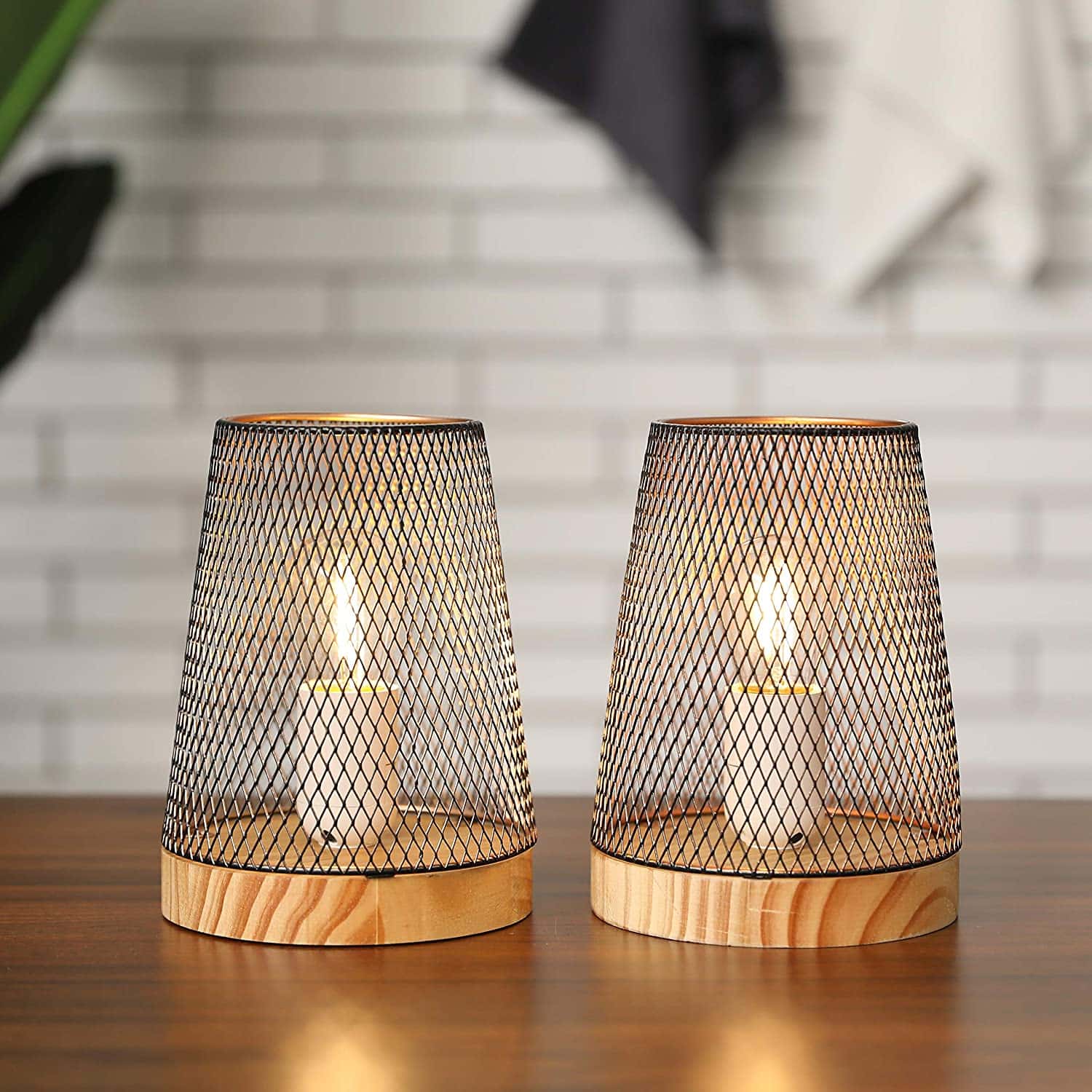 7.5''High Battery Powered Metal Mesh Table Lamp(Set of 2)-0