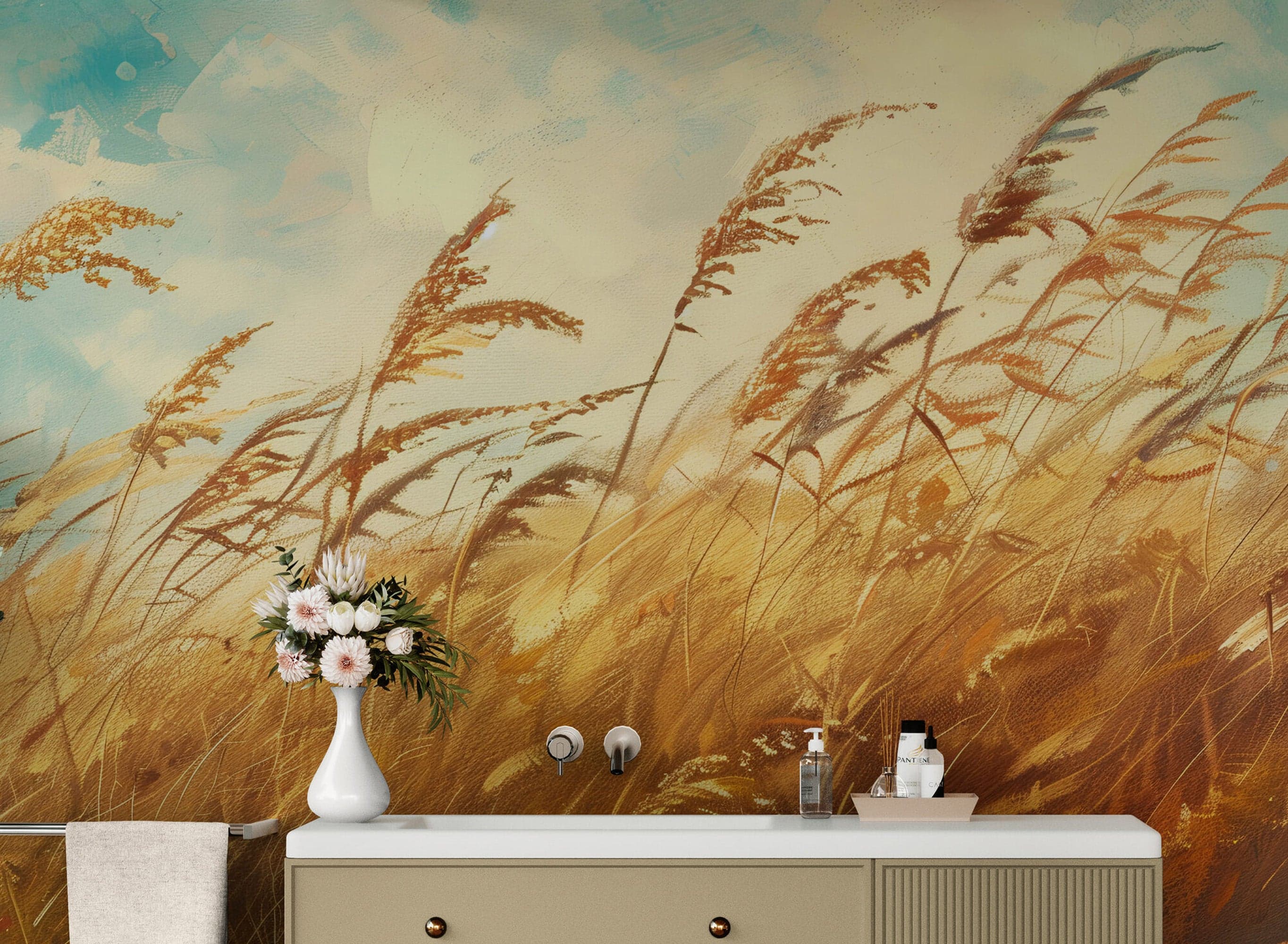 Wildgrass Wallpaper Mural. Rustic Country Farmhouse Theme. #7017