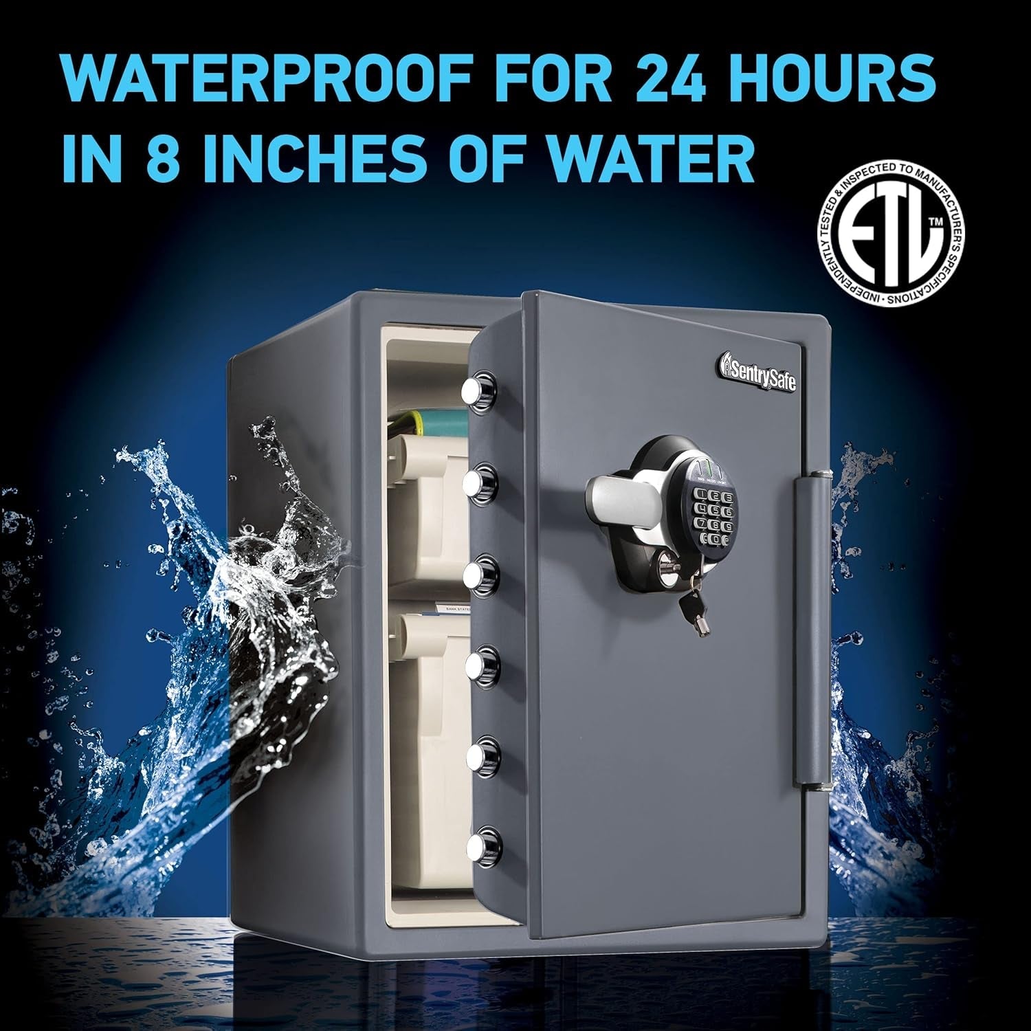 Gray Steel Safe With Digital Keypad Lock For Home Use