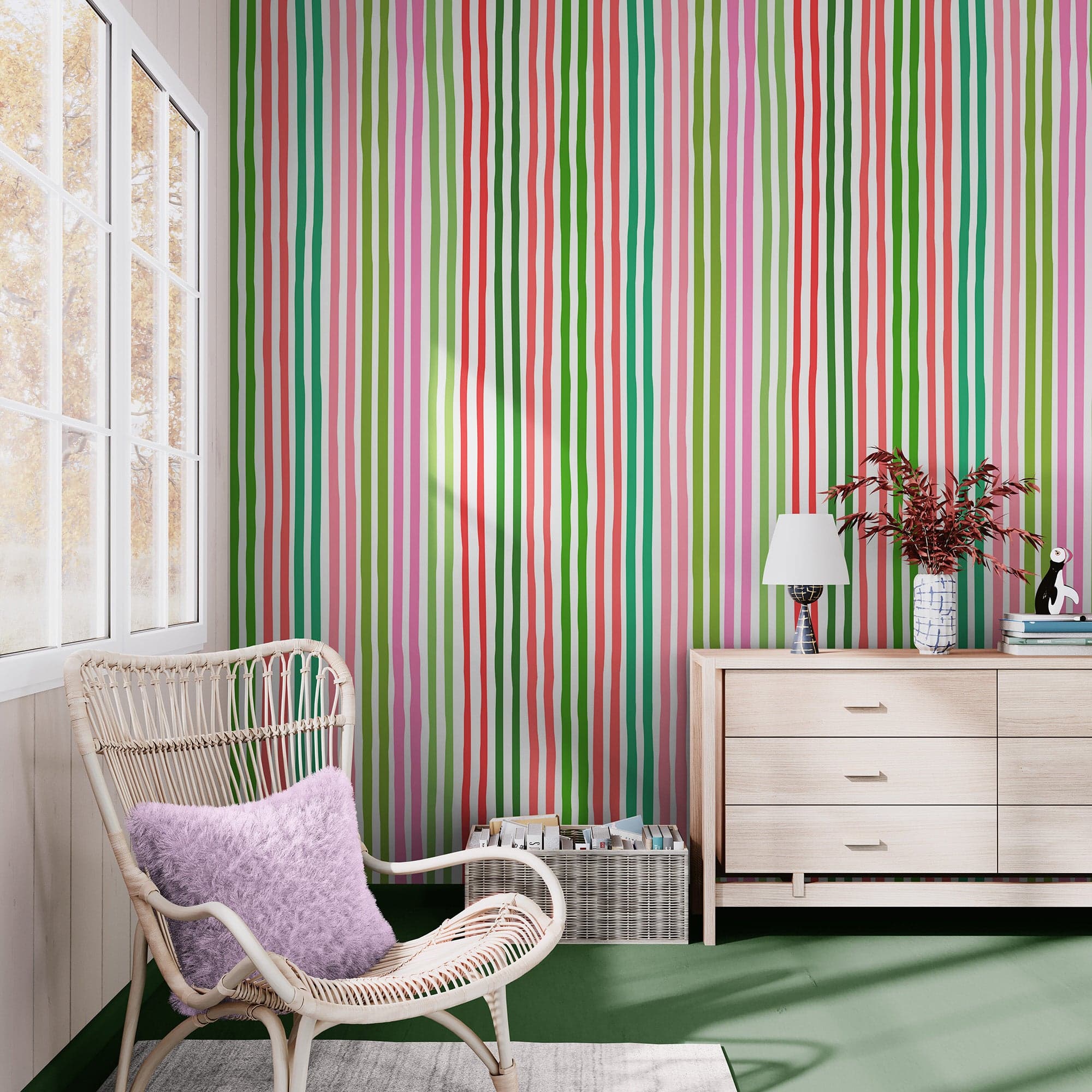 Color Vertical Stripes Pattern Wallpaper Mural. #7034