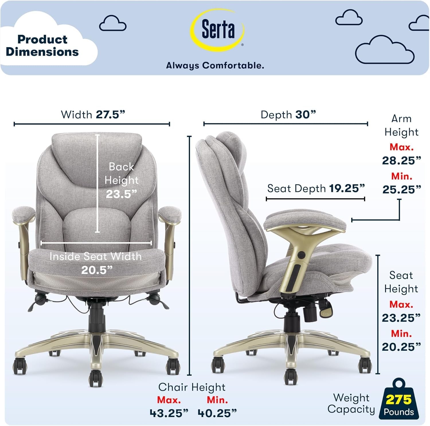 Ergonomic Executive Office Chair With Motion Technology Gray