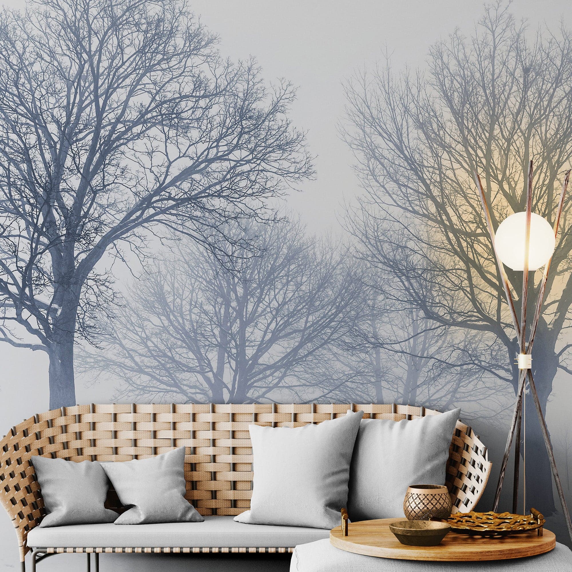 Black and White Snow Covered Trees Winter Landscape Wall Mural. #7042