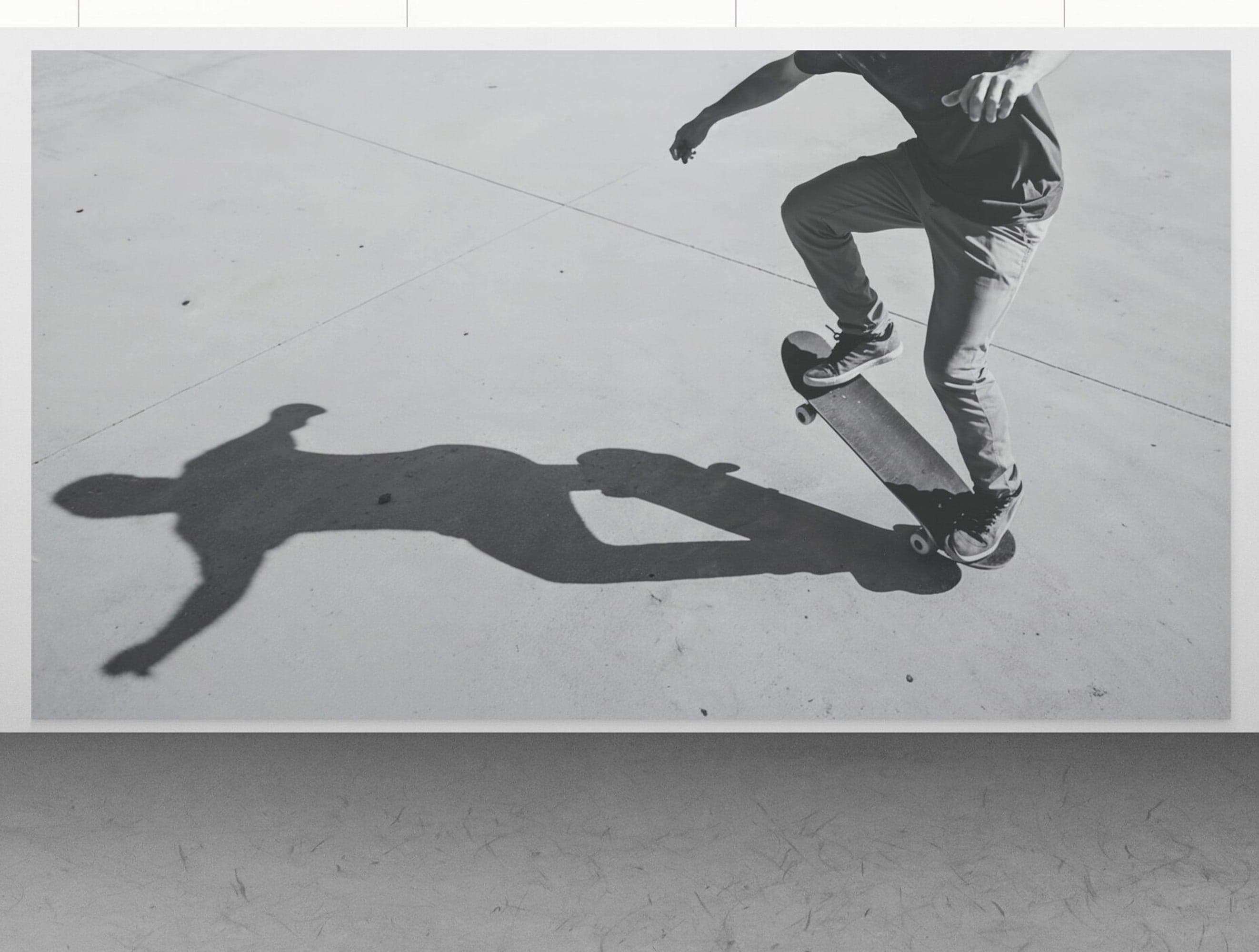 Black and White Skateboard Urban Wall Mural. #7066