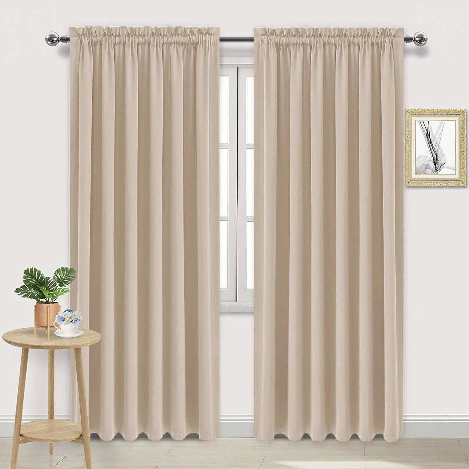 DWCN Rod Pocket Blackout Curtains, Set of 2 Panels-0