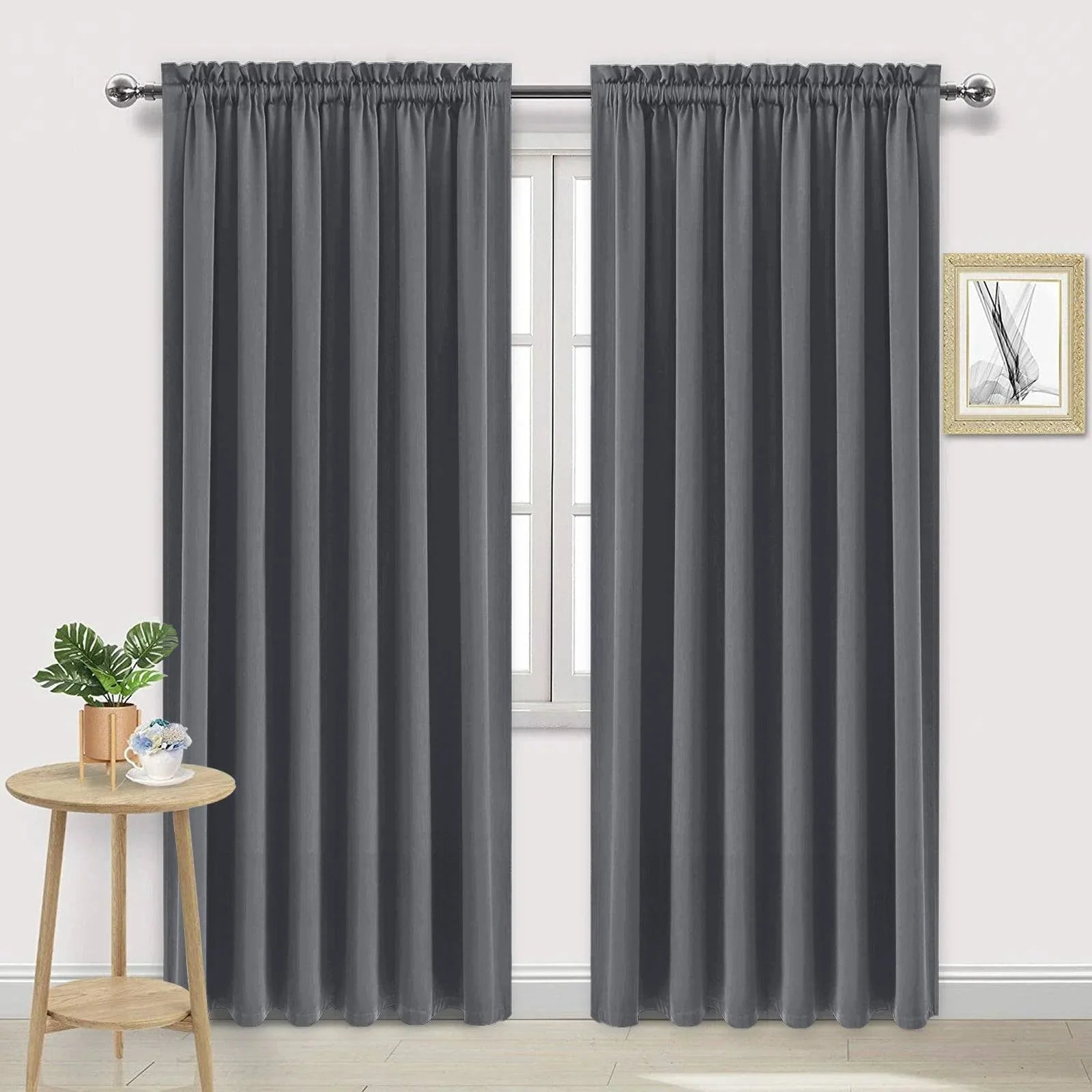 DWCN Rod Pocket Blackout Curtains, Set of 2 Panels-5