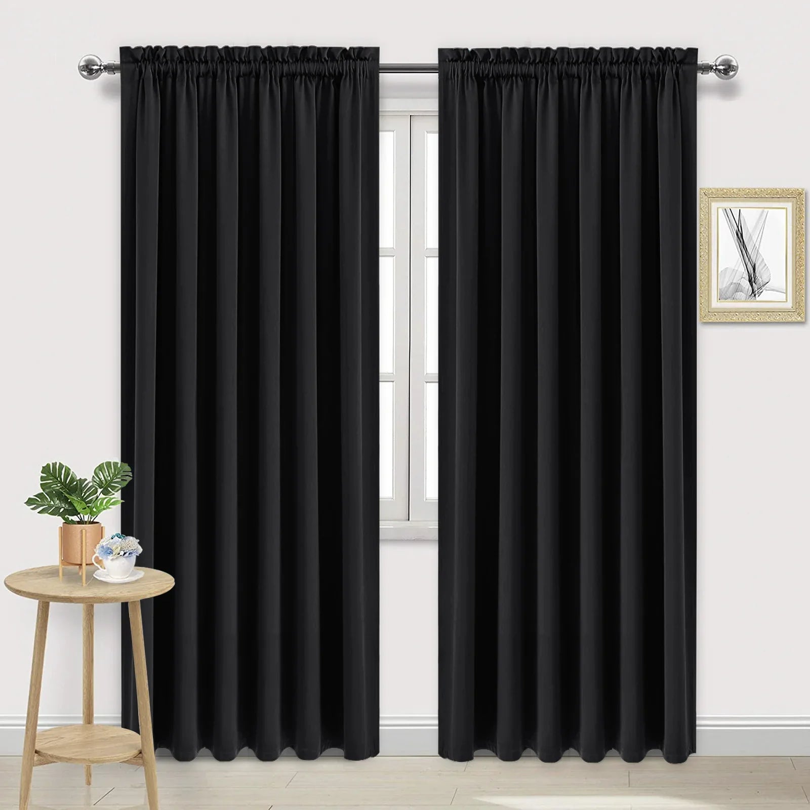 DWCN Rod Pocket Blackout Curtains, Set of 2 Panels-0