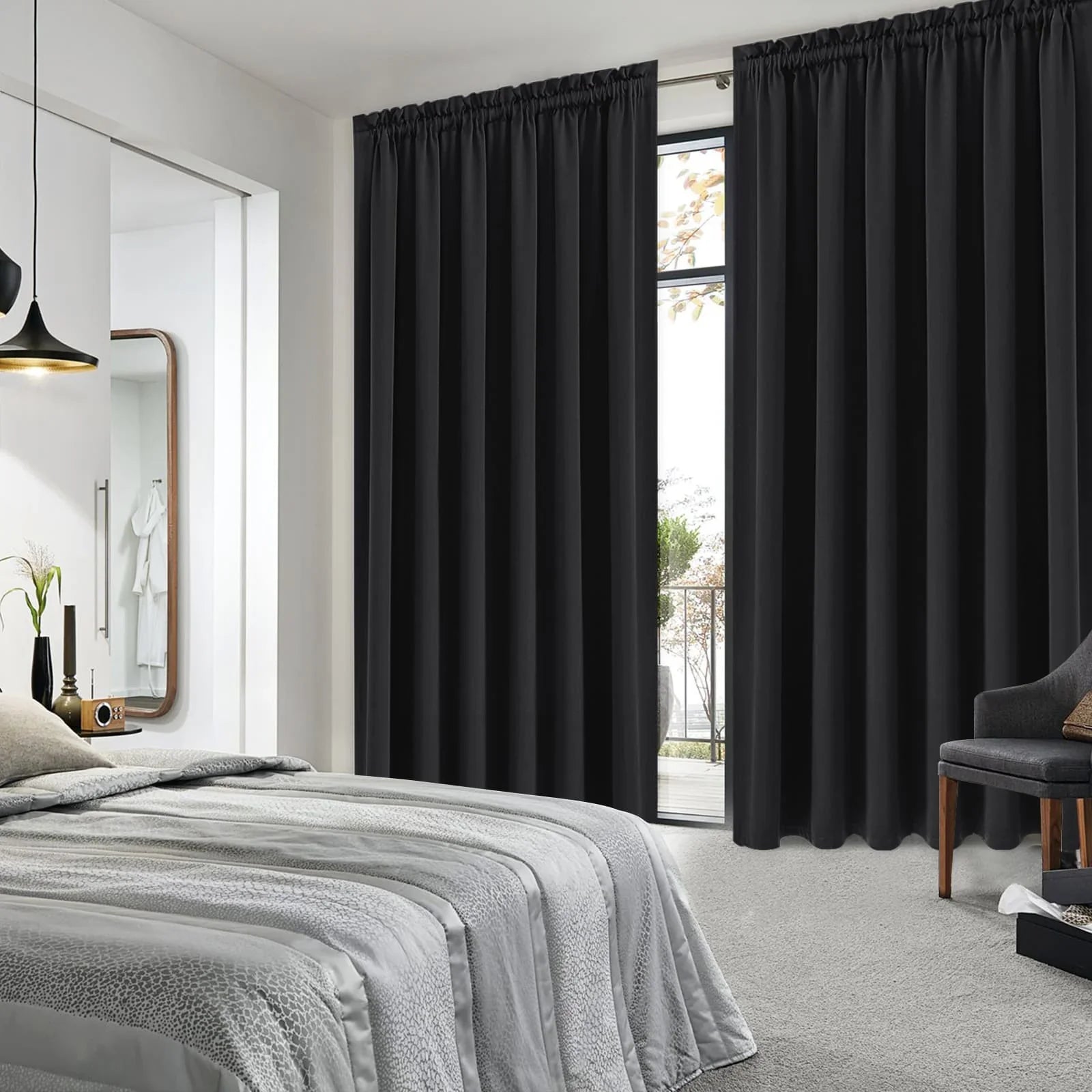 DWCN Rod Pocket Blackout Curtains, Set of 2 Panels-1