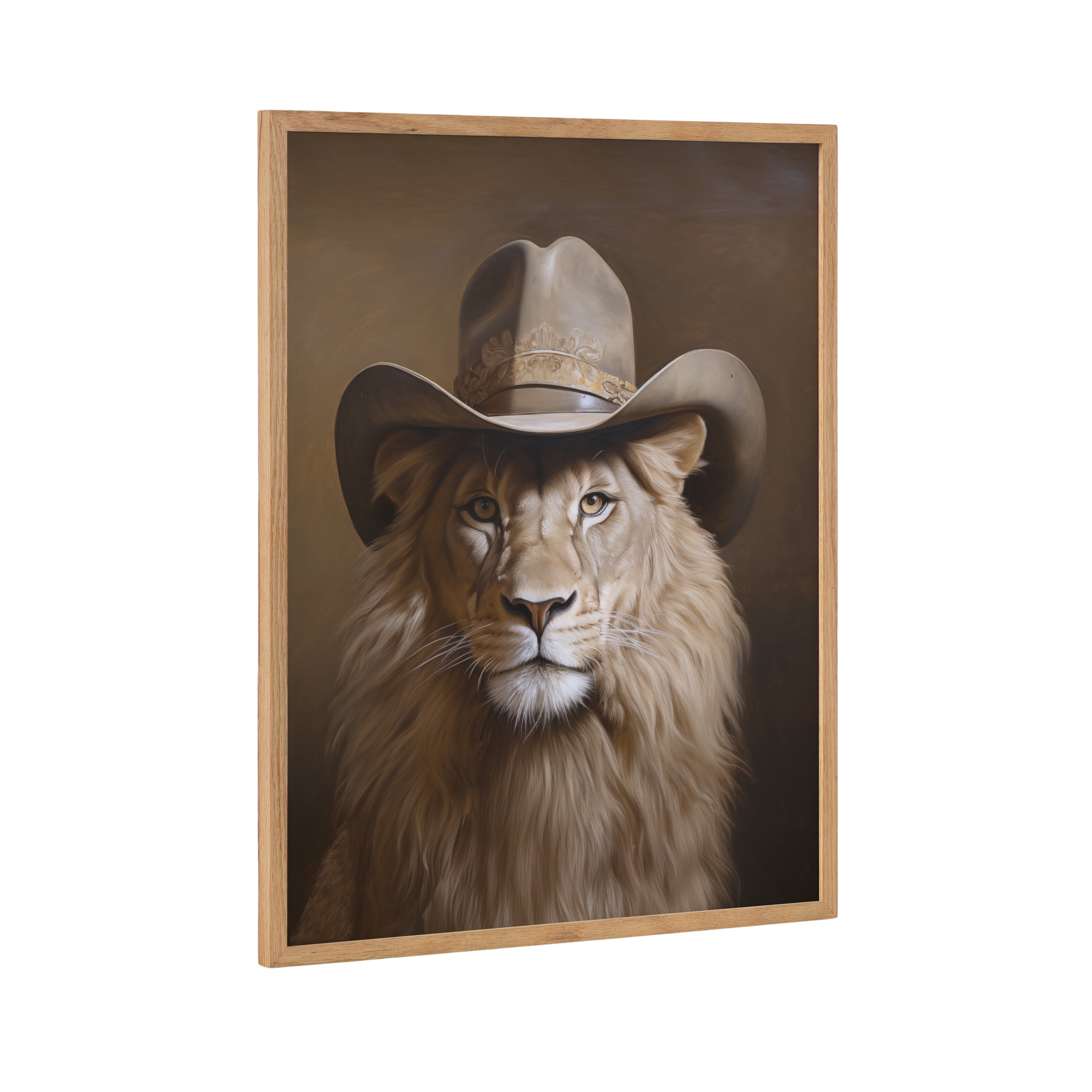 Gallery Lion Wearing a Western Cowboy Hat Print by The Creative Bunch Studio