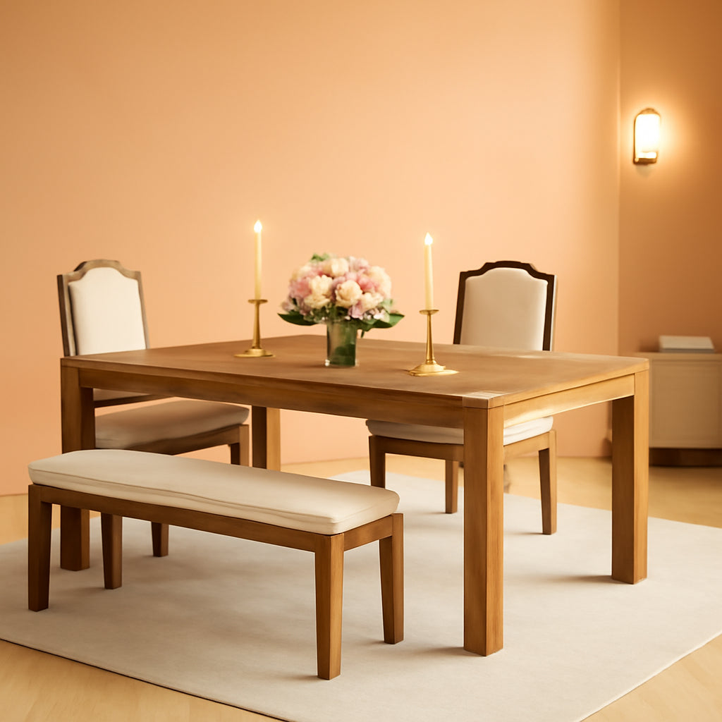 70.87 Inch Wood Dining Table Farmhouse Thickened Legs