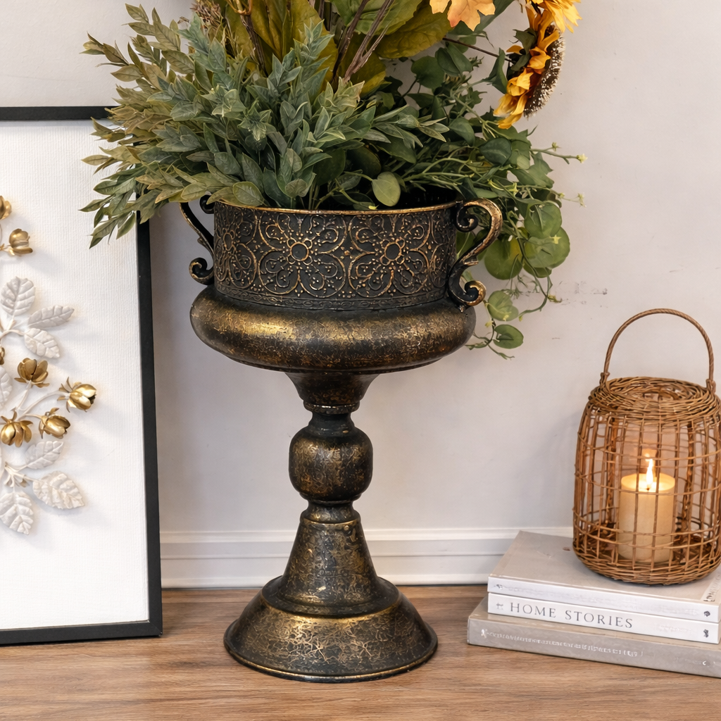 Vintage Ornate Metal Urns