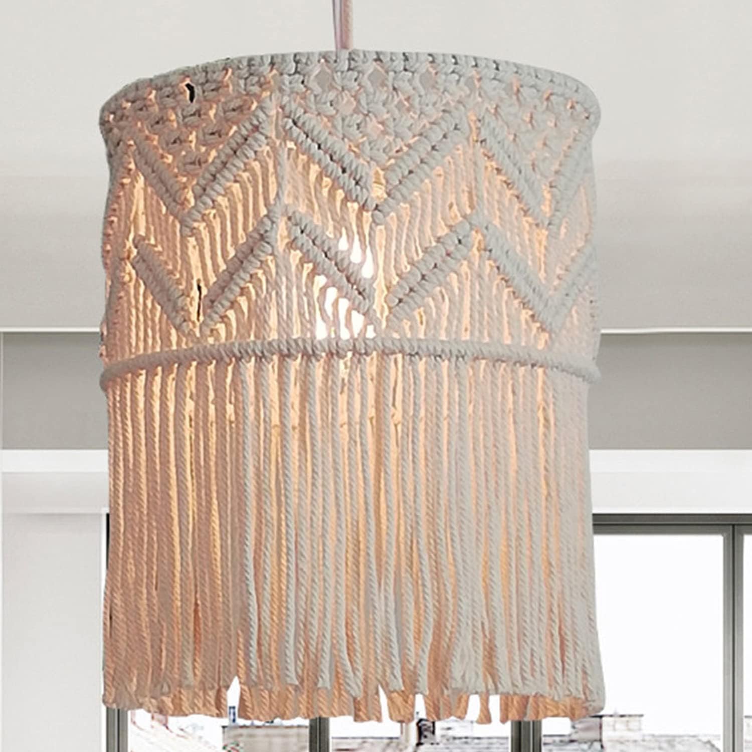 Handmade Cotton Macrame Chandelier Pendant Light Shade | Bohemian Decor-3