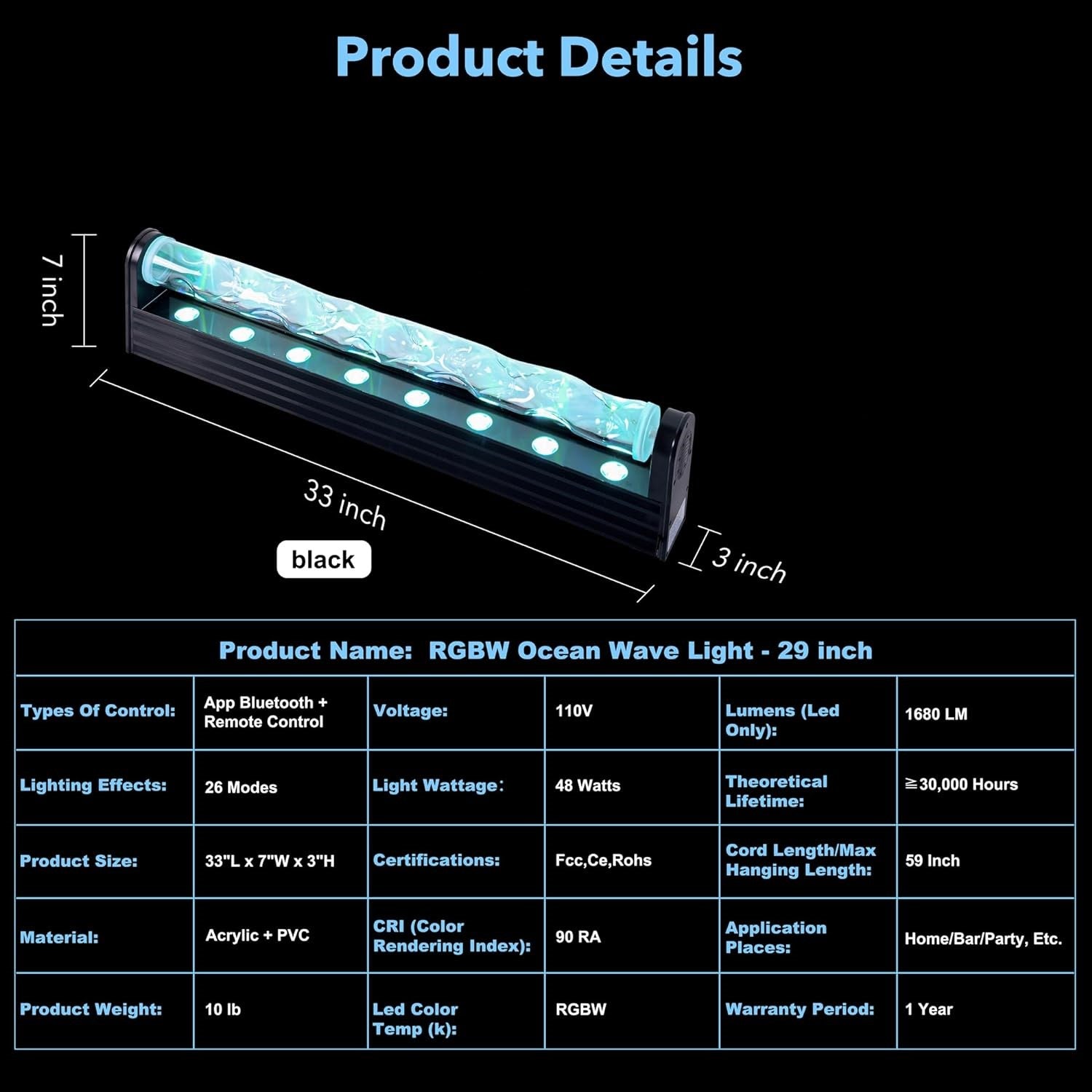 RGB Ocean Wave Lights Projector Lamp