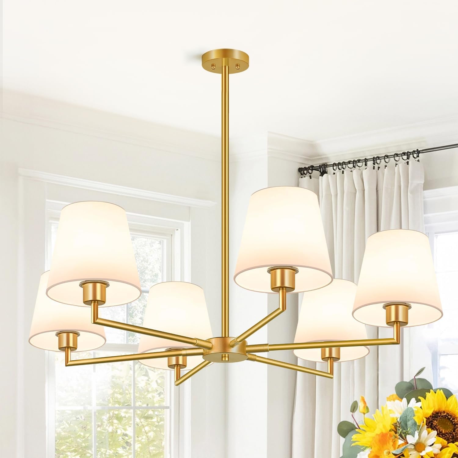 36 Inch Brushed Gold Chandelier Dining Room Light Fixture-0