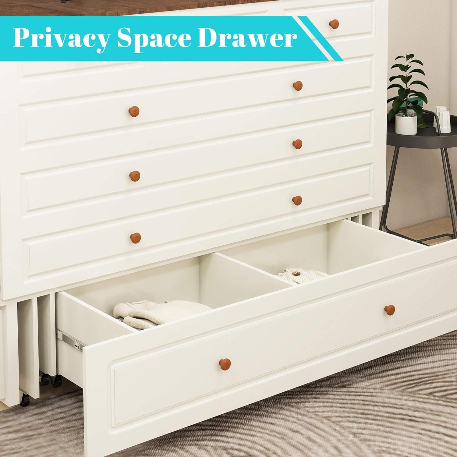 Queen Murphy Bed Cabinet with Storage & USB Ports - PRHOMZ